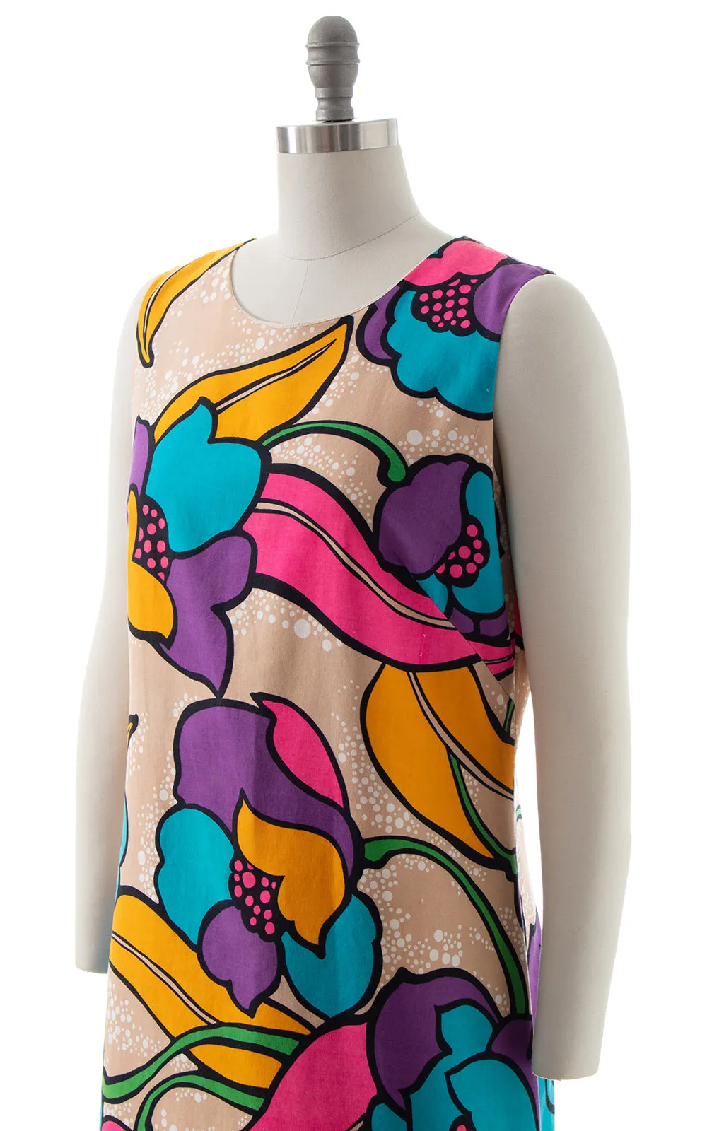 1960s Oversized Floral Shift Dress | medium