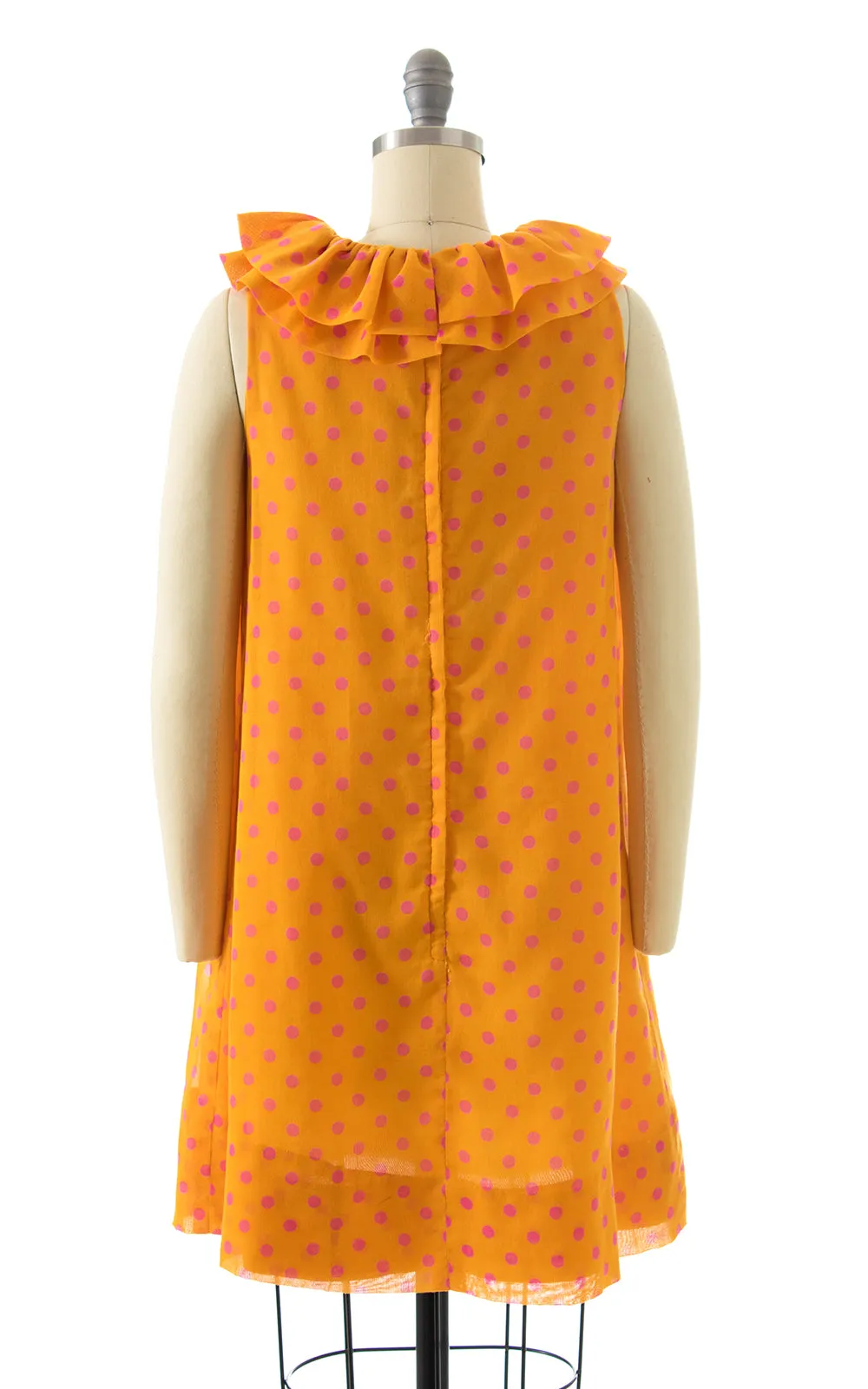 1960s Polka Dot Ruffed Shift Dress | small