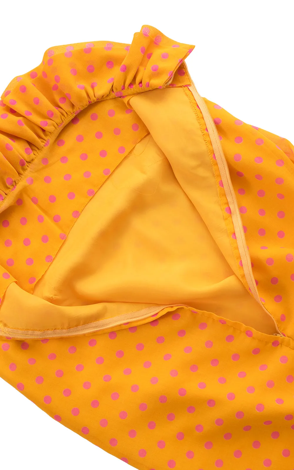 1960s Polka Dot Ruffed Shift Dress | small