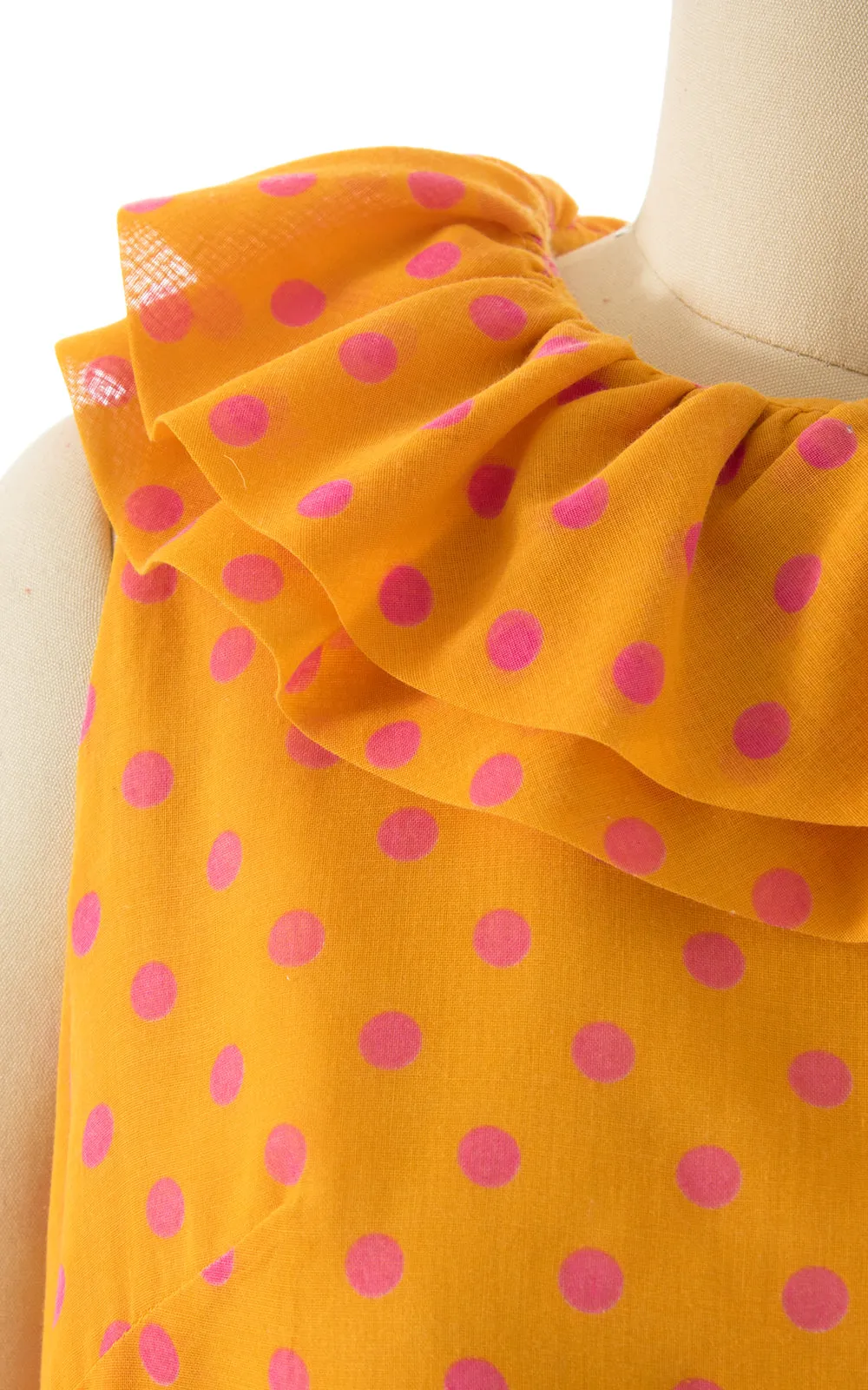 1960s Polka Dot Ruffed Shift Dress | small