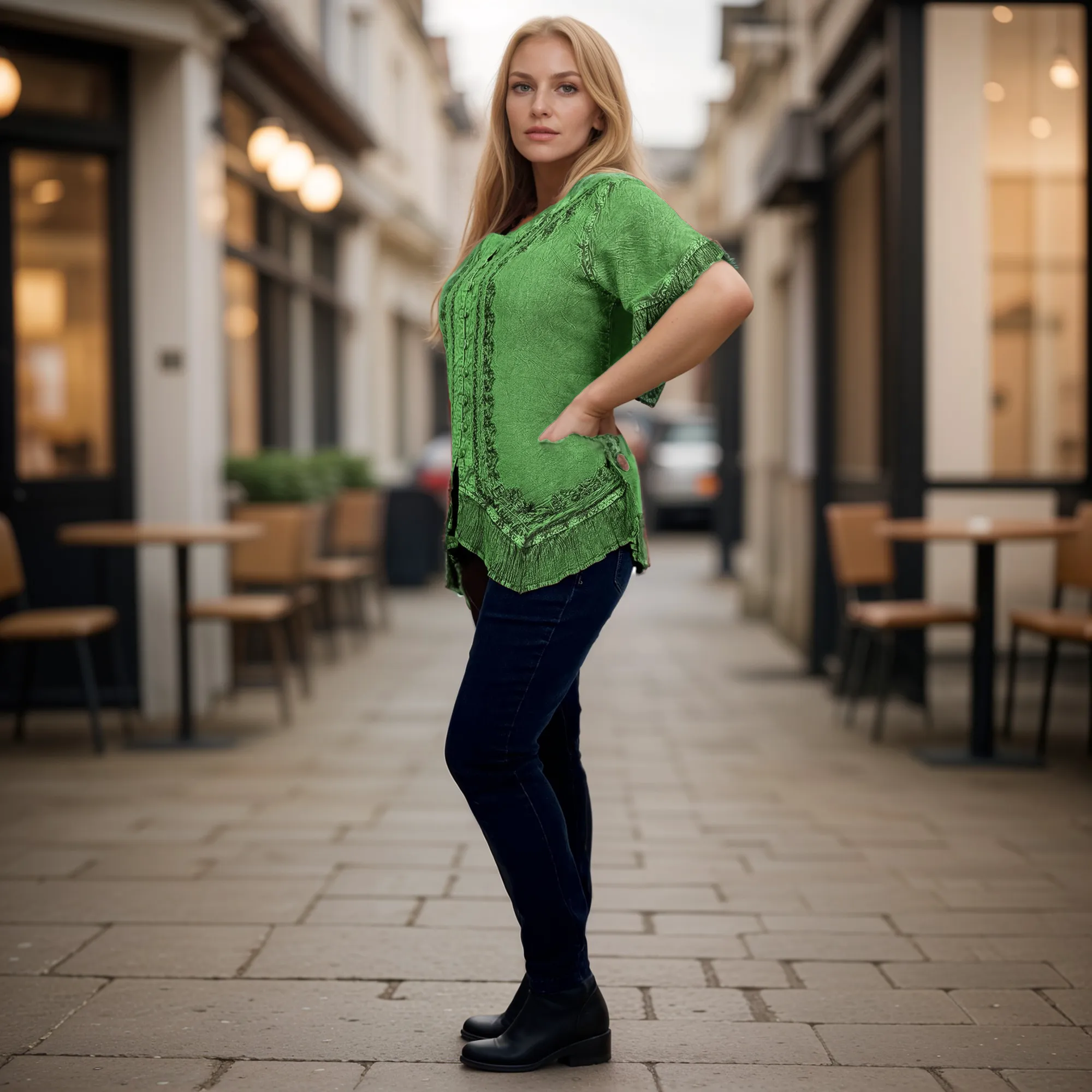 305 B Medieval Bohemian Embroidered Bottom Shirt Blouse
