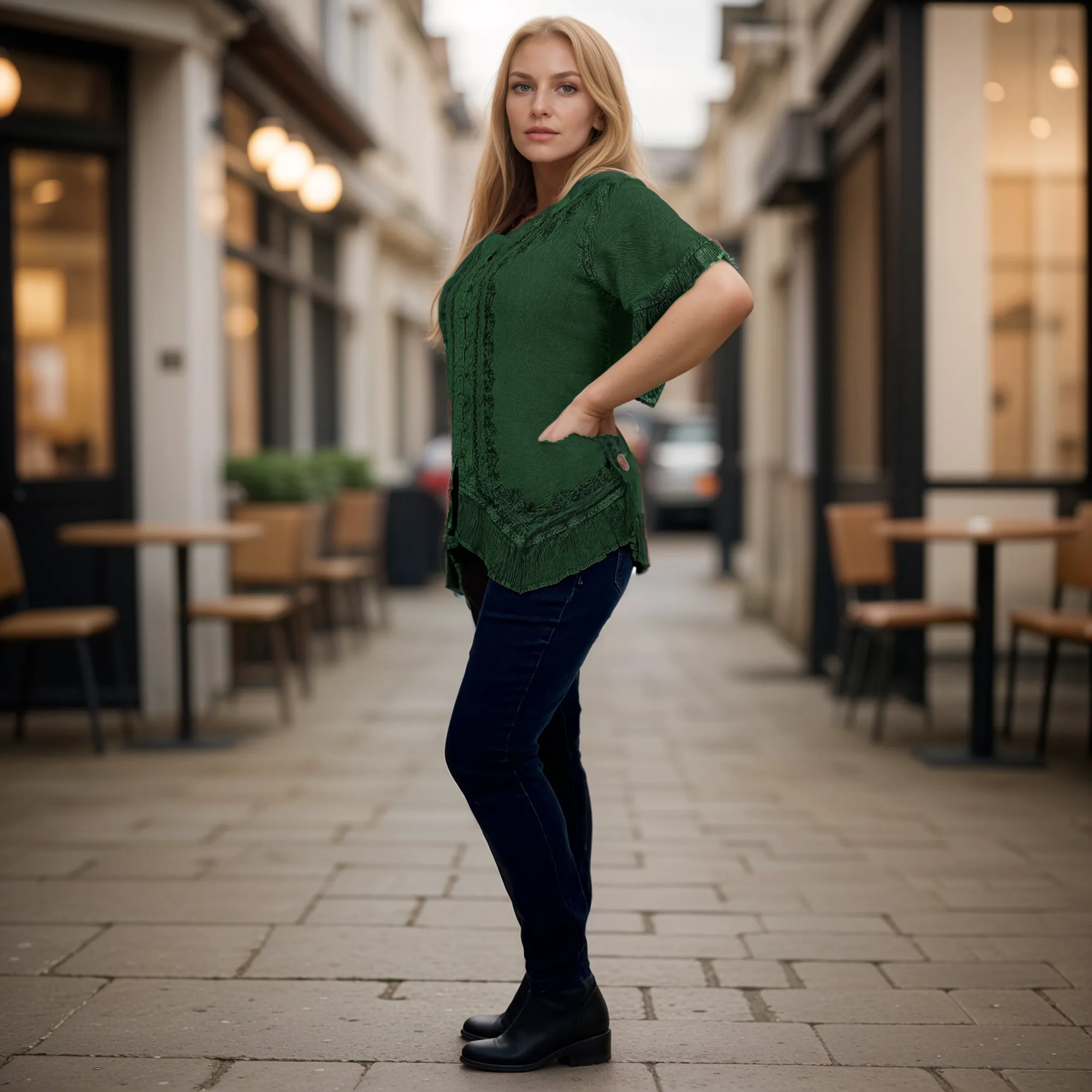 305 B Medieval Bohemian Embroidered Bottom Shirt Blouse