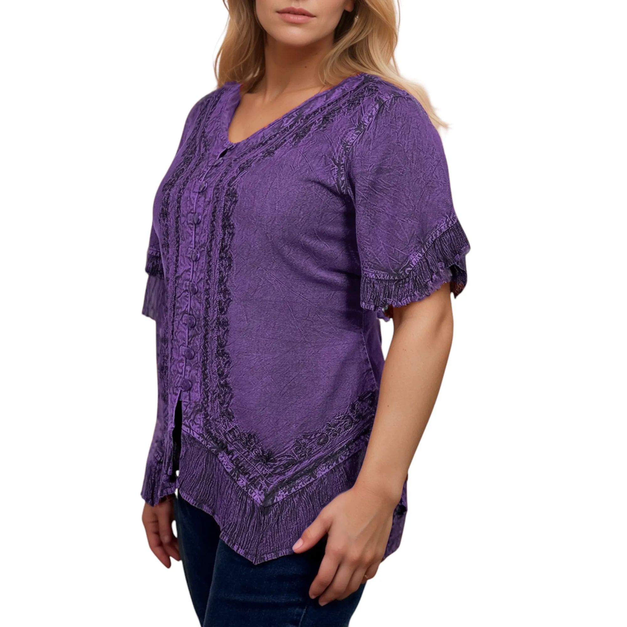 305 B Medieval Bohemian Embroidered Bottom Shirt Blouse