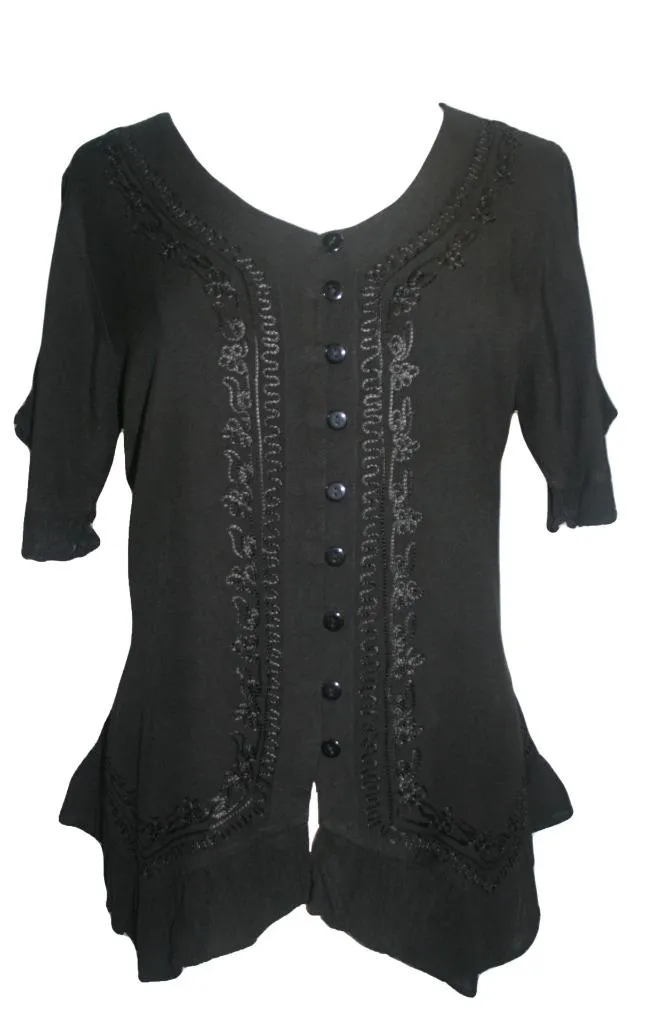 305 B Medieval Bohemian Embroidered Bottom Shirt Blouse