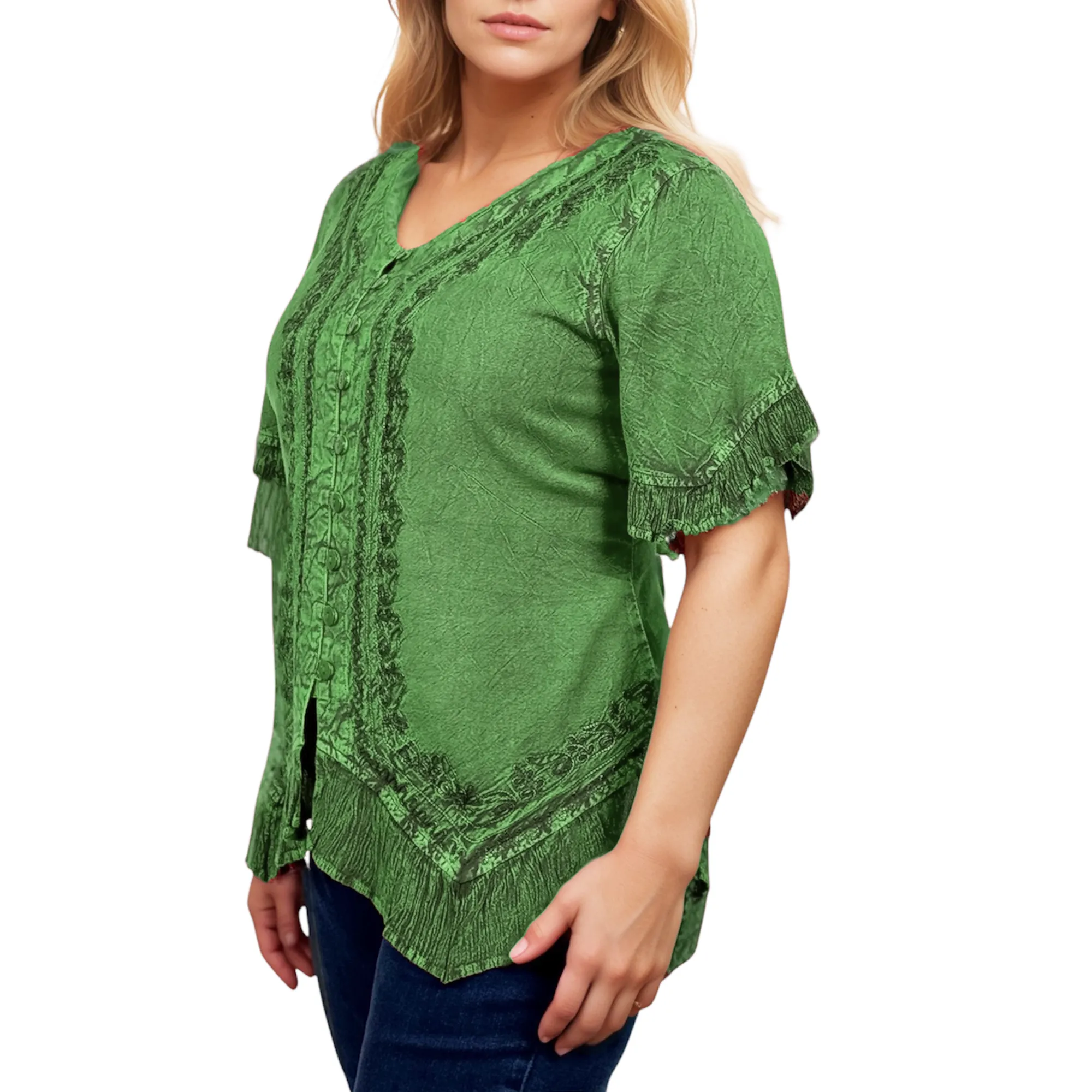 305 B Medieval Bohemian Embroidered Bottom Shirt Blouse