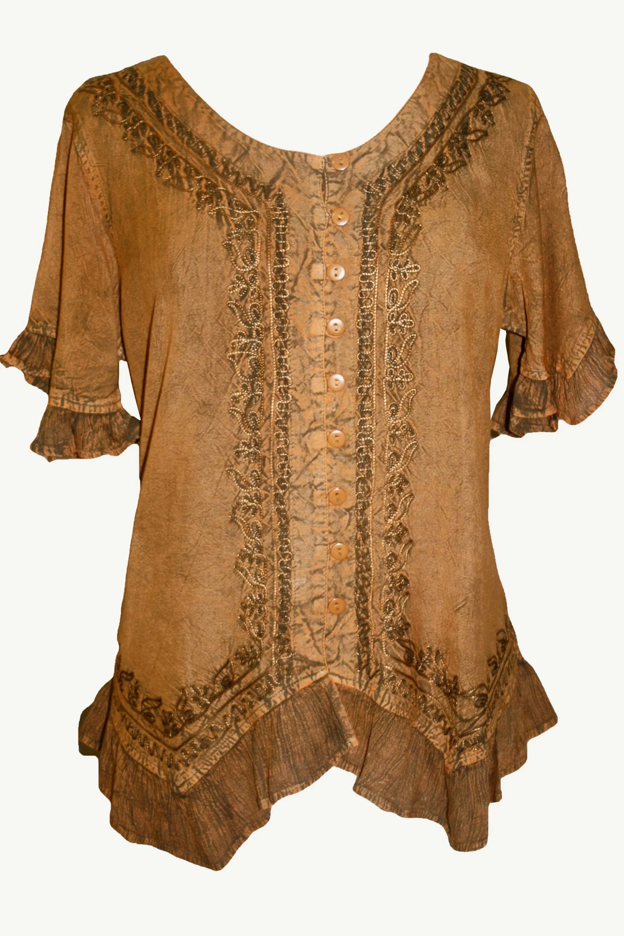 305 B Medieval Bohemian Embroidered Bottom Shirt Blouse