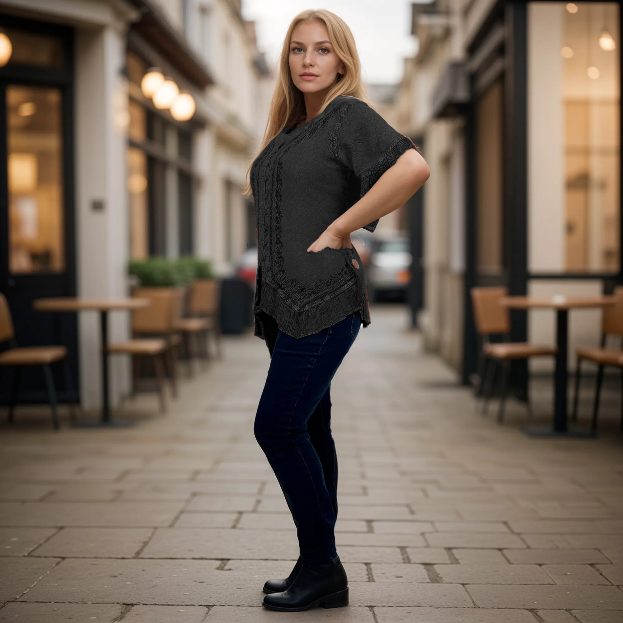 305 B Medieval Bohemian Embroidered Bottom Shirt Blouse