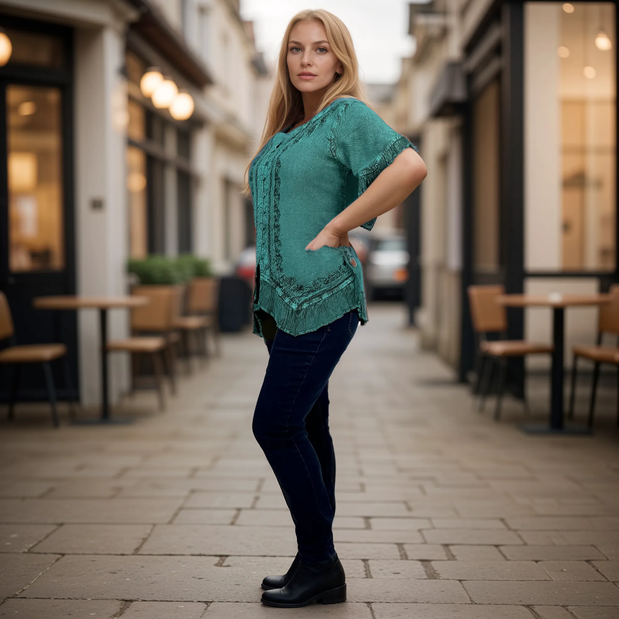 305 B Medieval Bohemian Embroidered Bottom Shirt Blouse