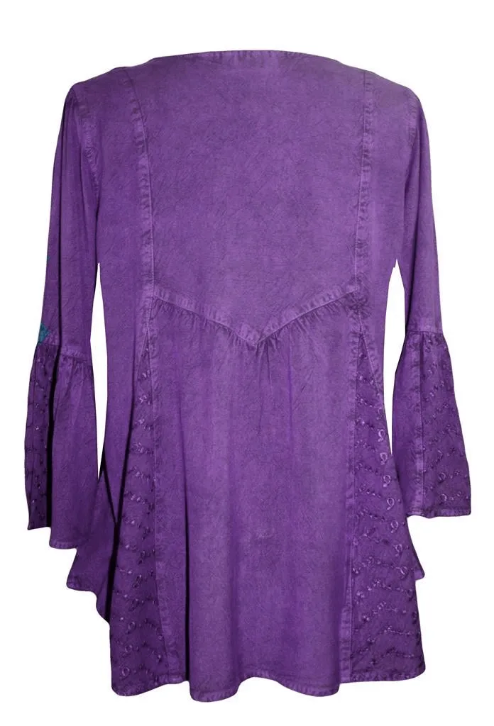 307 B Medieval Bohemian Embroidered Button Shirt Blouse