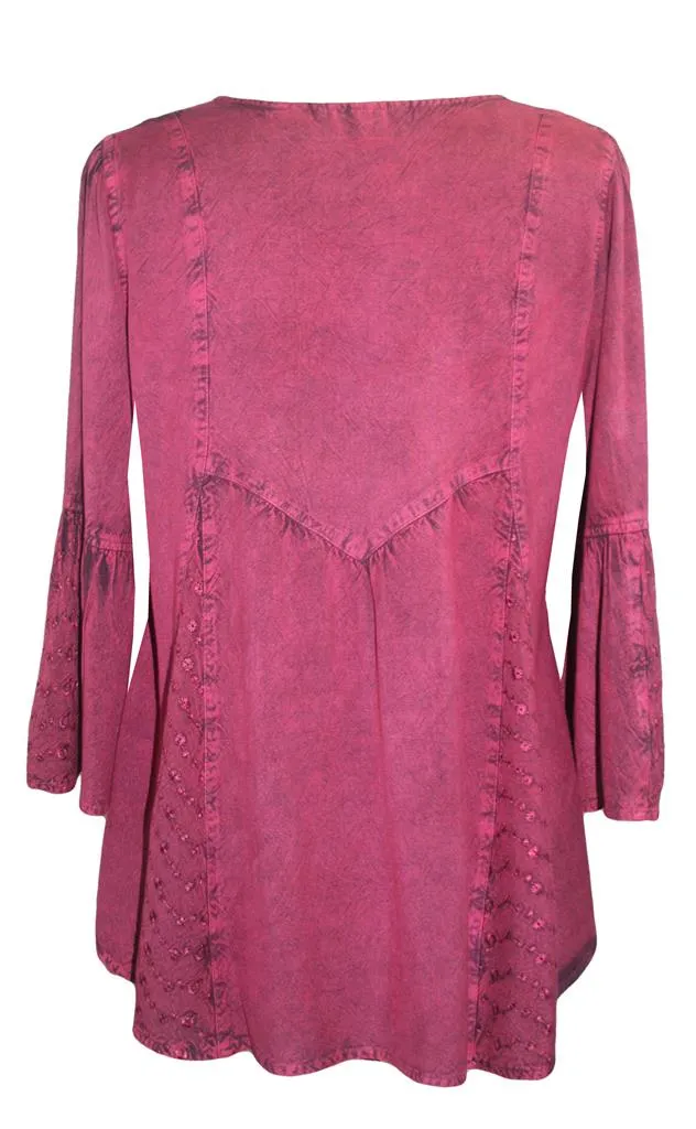 307 B Medieval Bohemian Embroidered Button Shirt Blouse