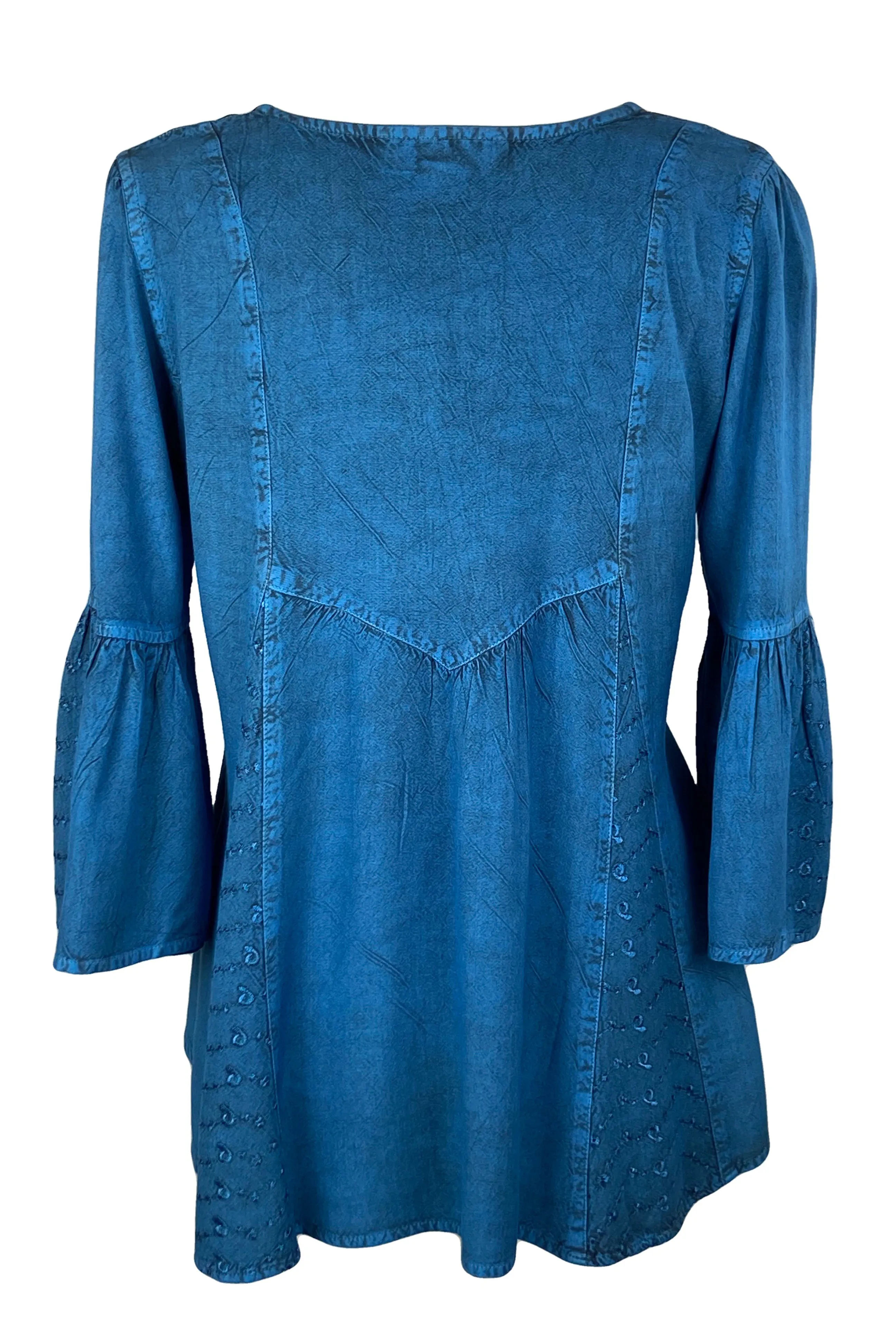 307 B Medieval Bohemian Embroidered Button Shirt Blouse