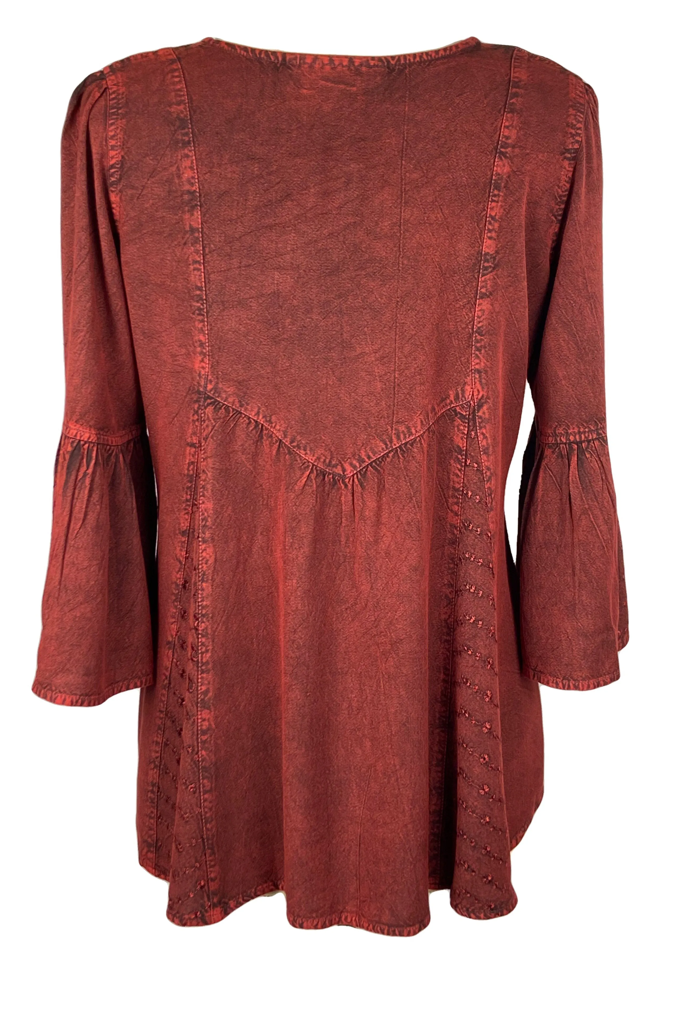 307 B Medieval Bohemian Embroidered Button Shirt Blouse
