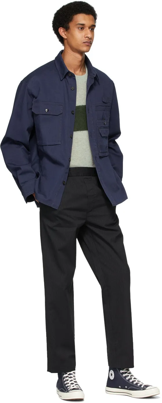 Acne Studios Black Pinstripe Cropped Trousers