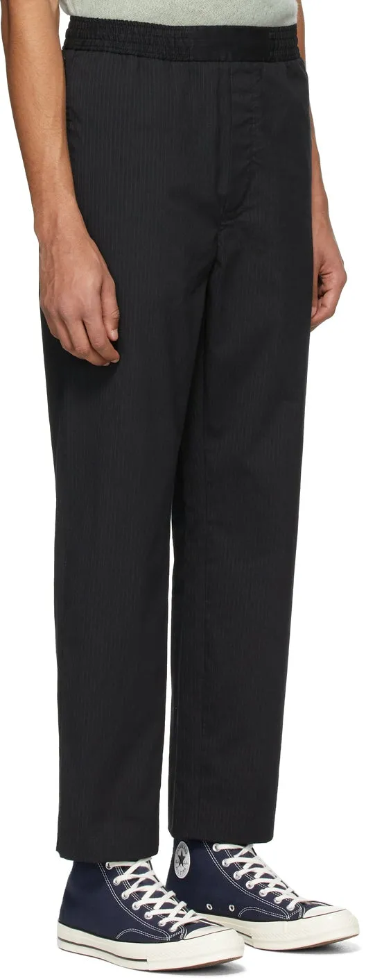 Acne Studios Black Pinstripe Cropped Trousers