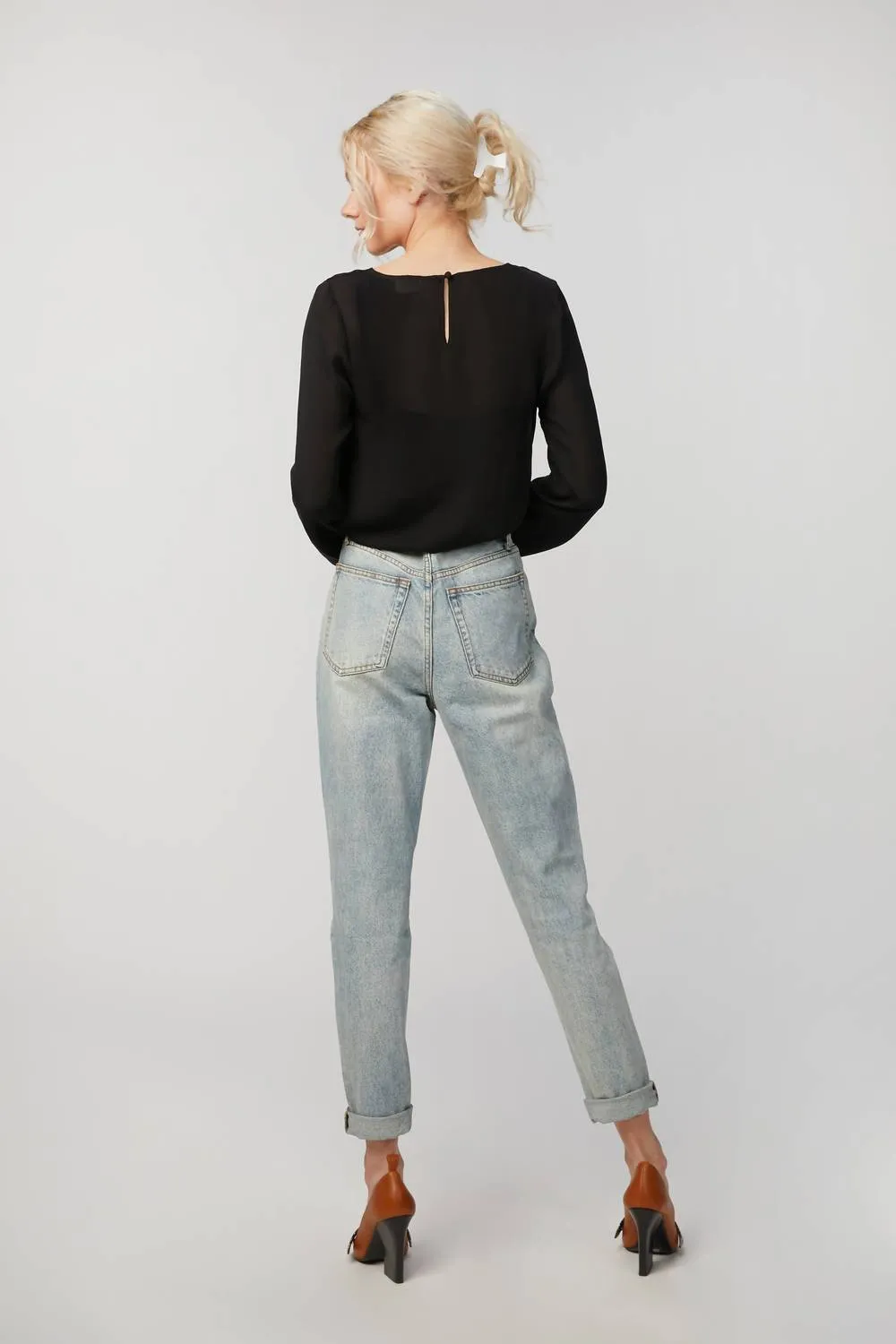 AGNES LACE-PANELED SILK BLOUSE
