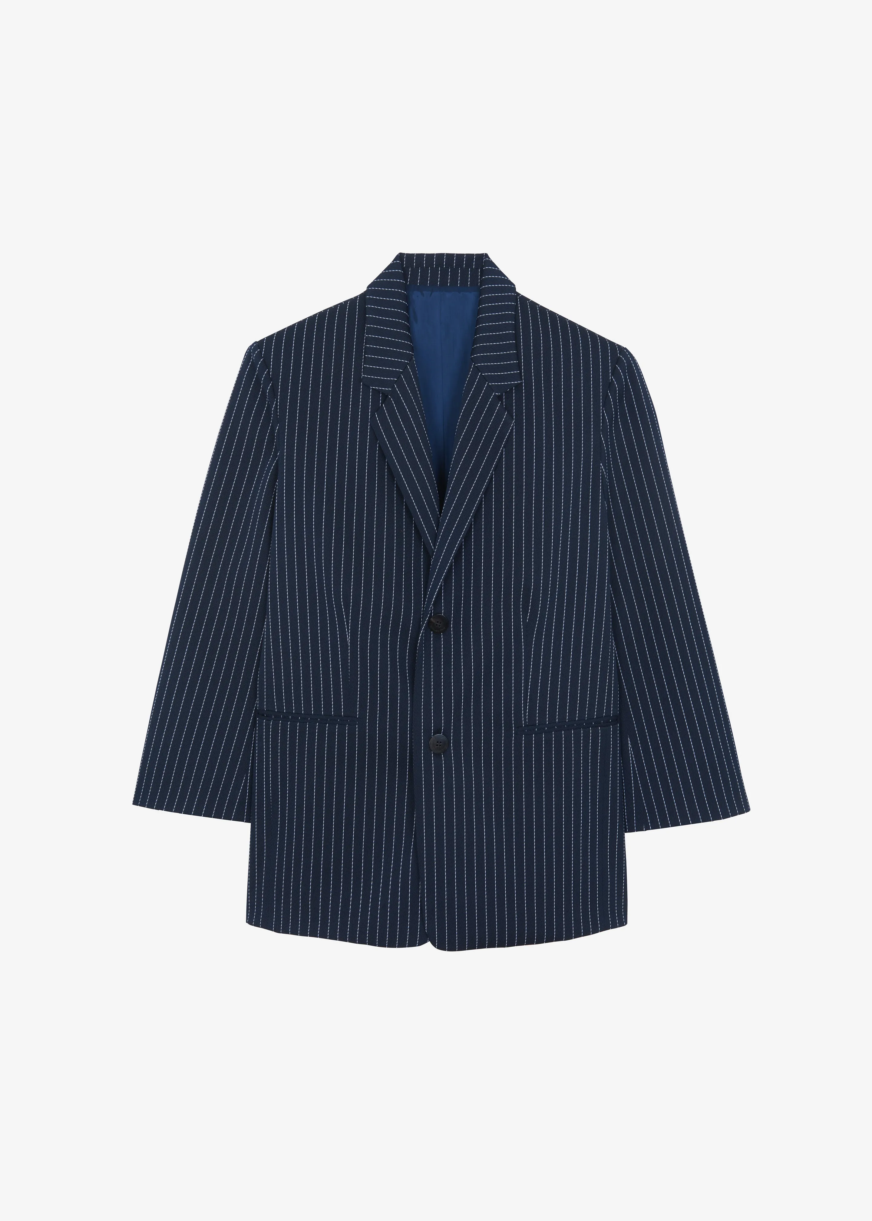 Aiden Twill Blazer - Navy/White Pinstripe