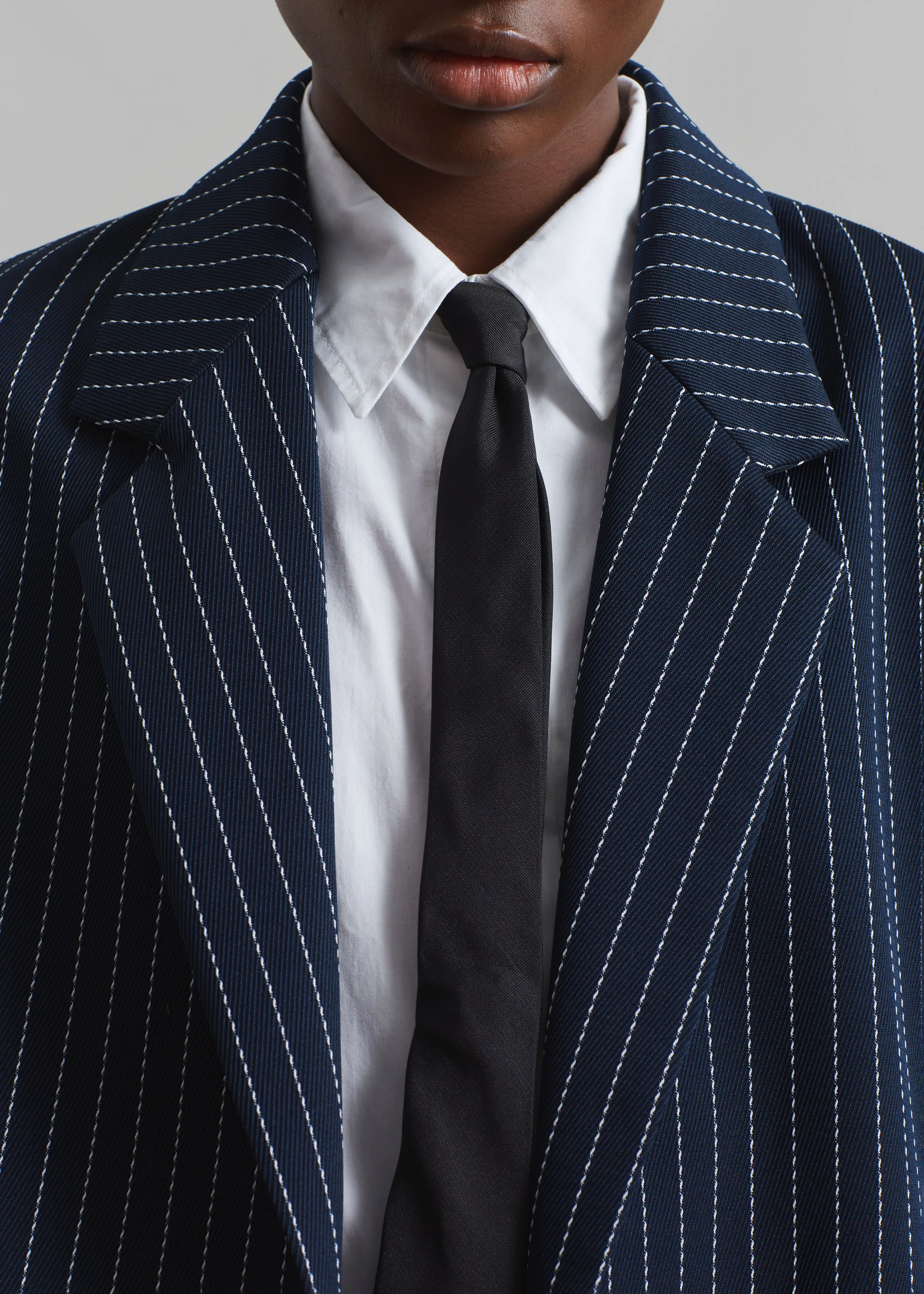 Aiden Twill Blazer - Navy/White Pinstripe