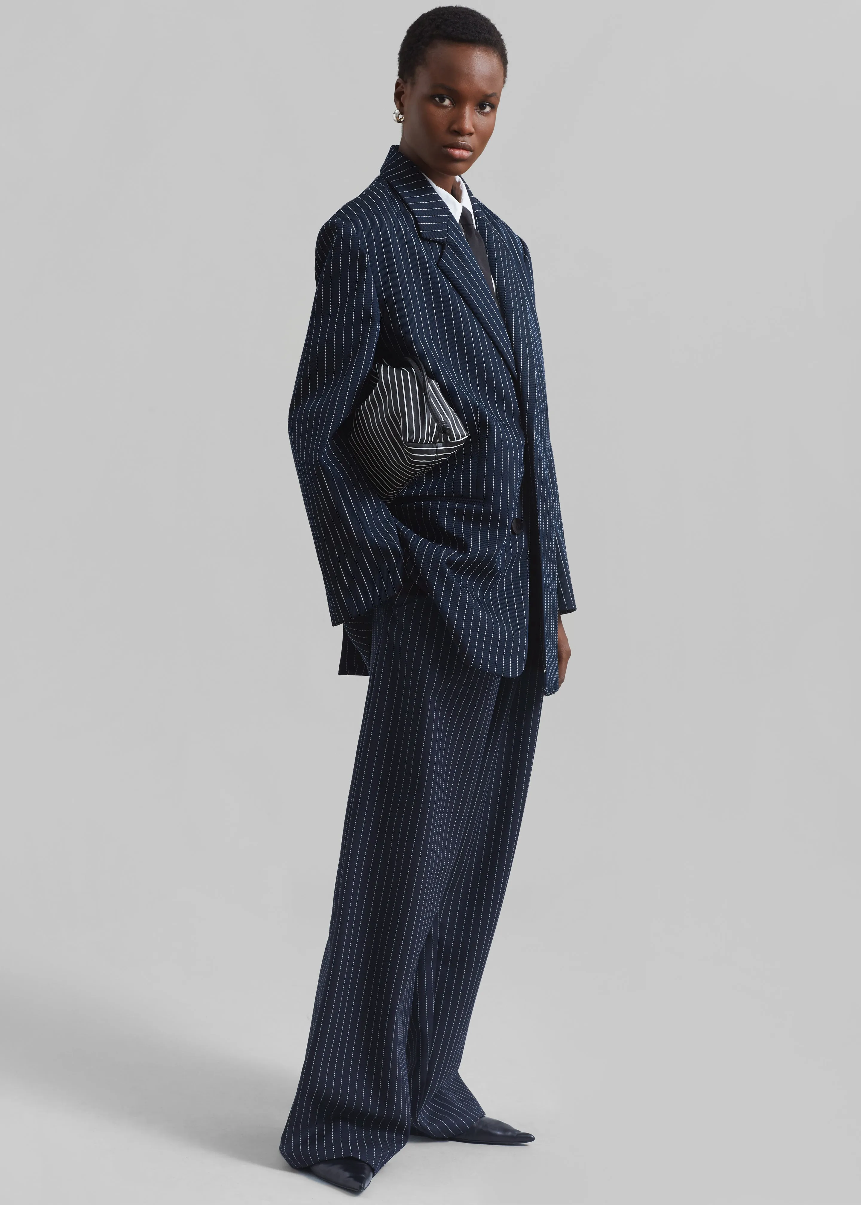 Aiden Twill Blazer - Navy/White Pinstripe