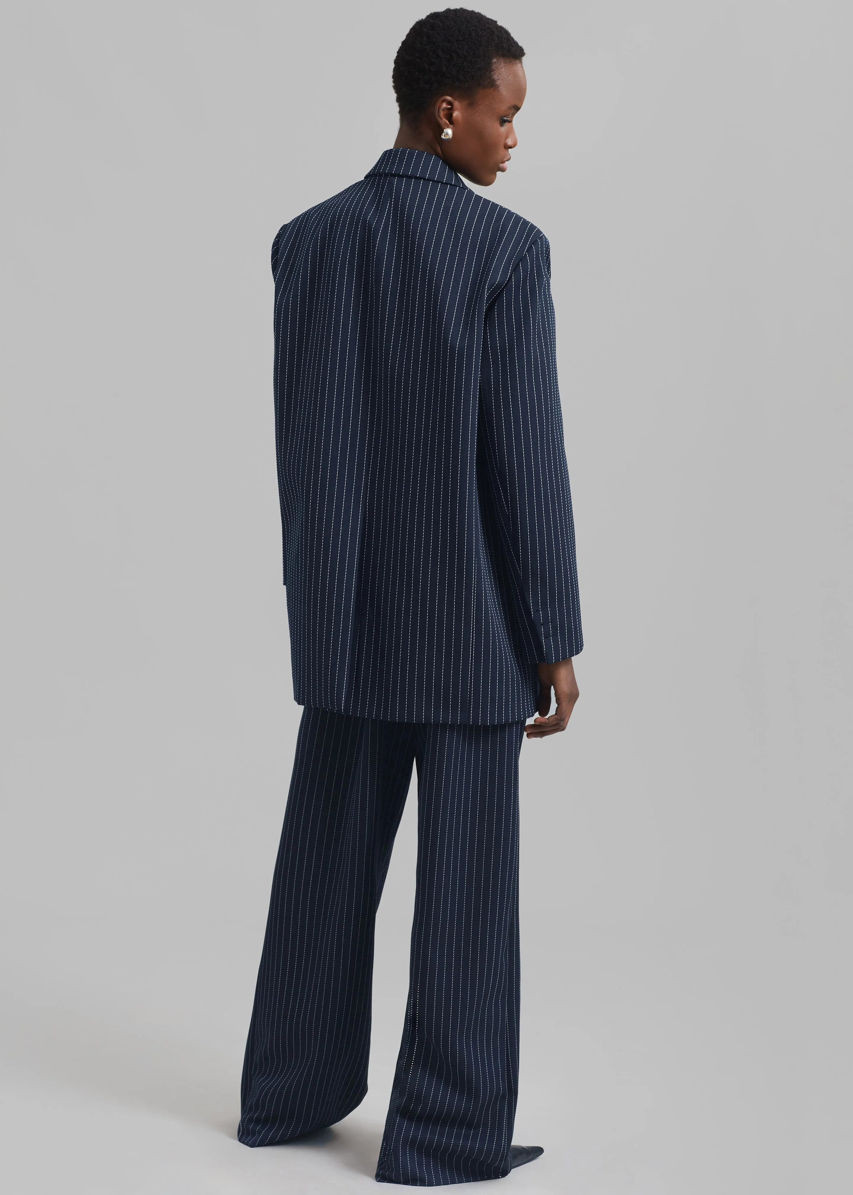 Aiden Twill Blazer - Navy/White Pinstripe