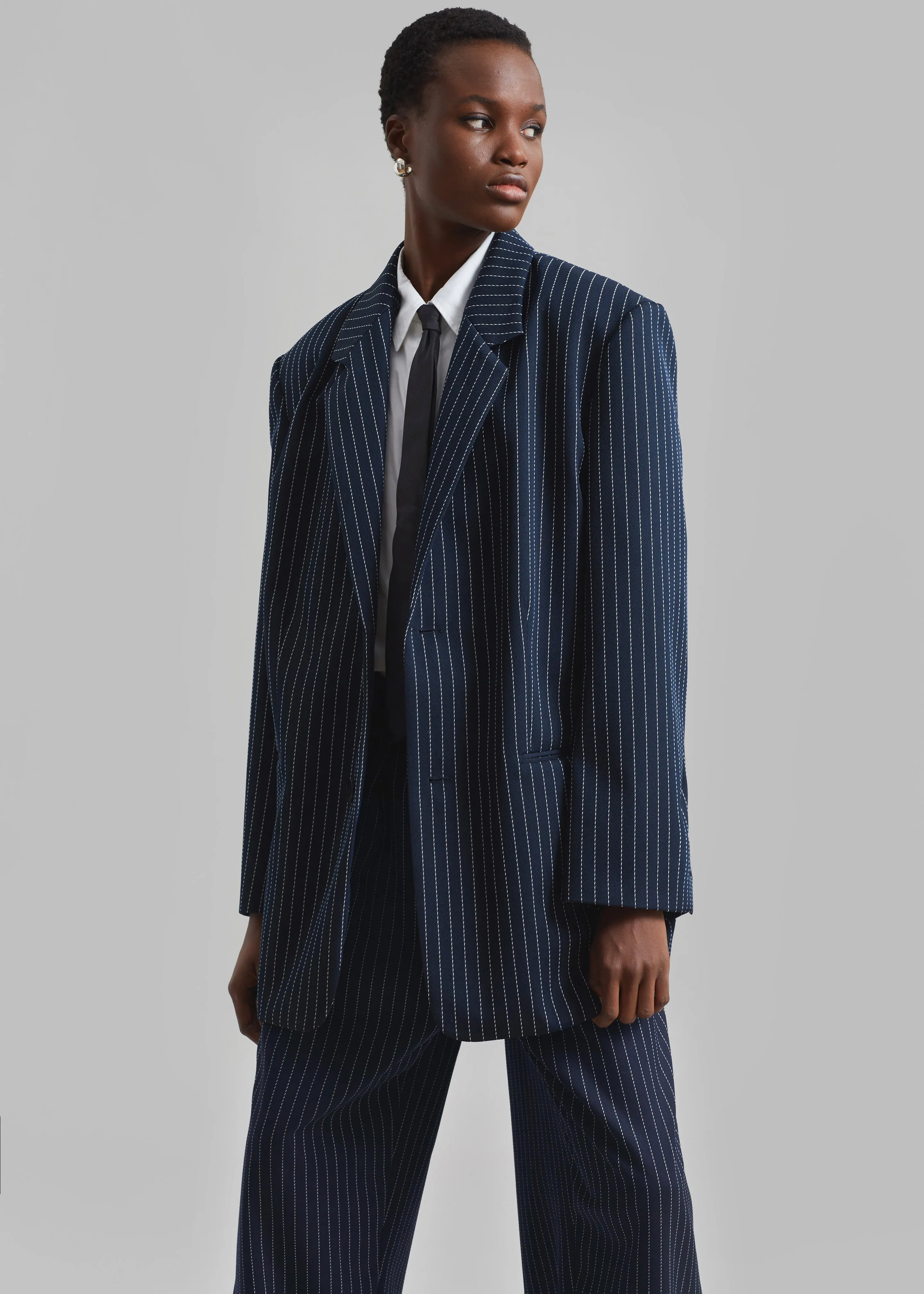 Aiden Twill Blazer - Navy/White Pinstripe