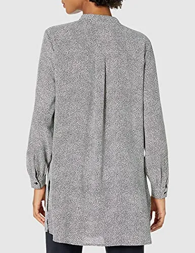 Anne Klein womens Split Neck Long Blouse Tunic Shirt, Anne White/Anne Black, XX-Small US
