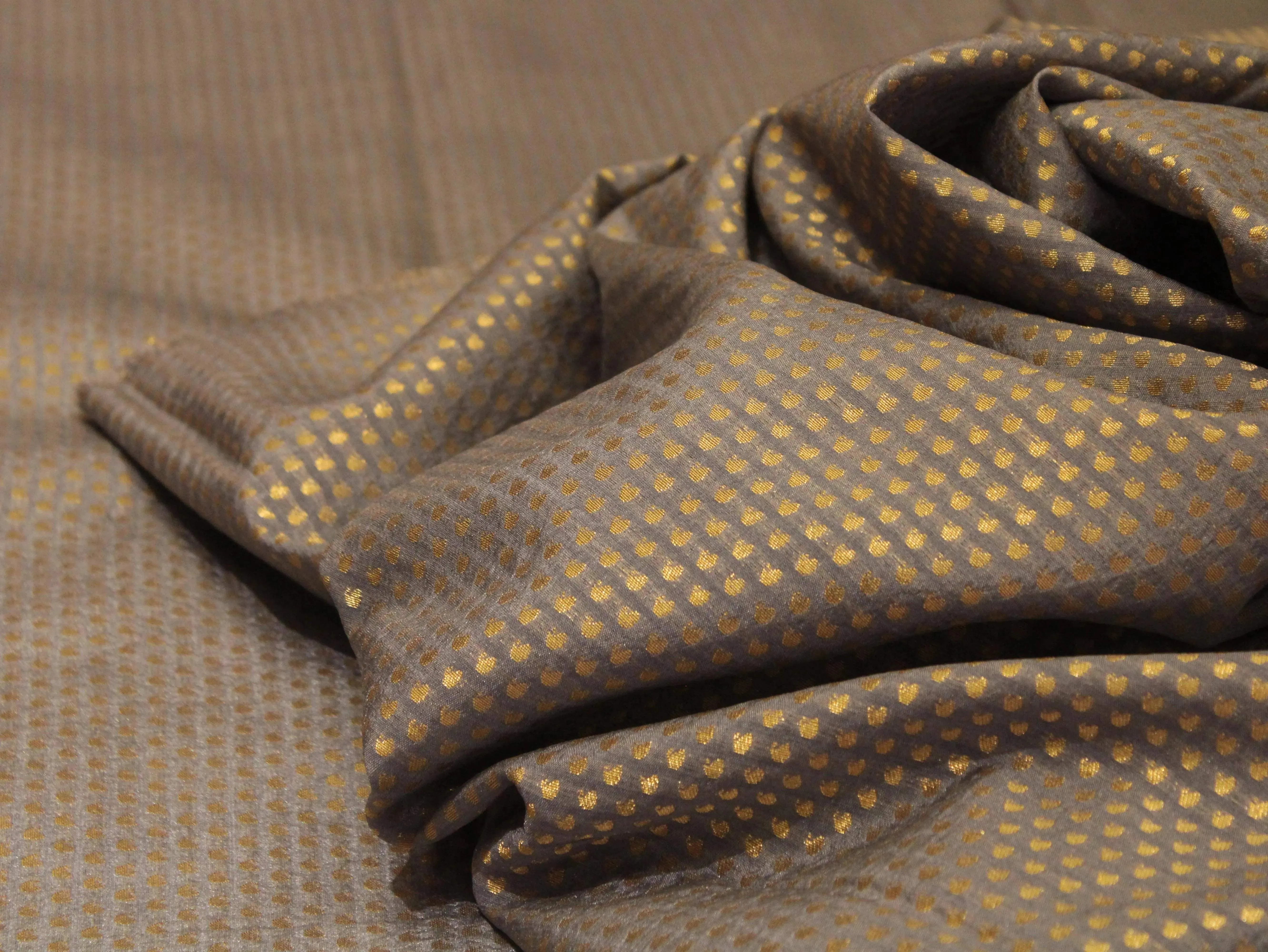 Banarasi Brocade Fabric - Grey