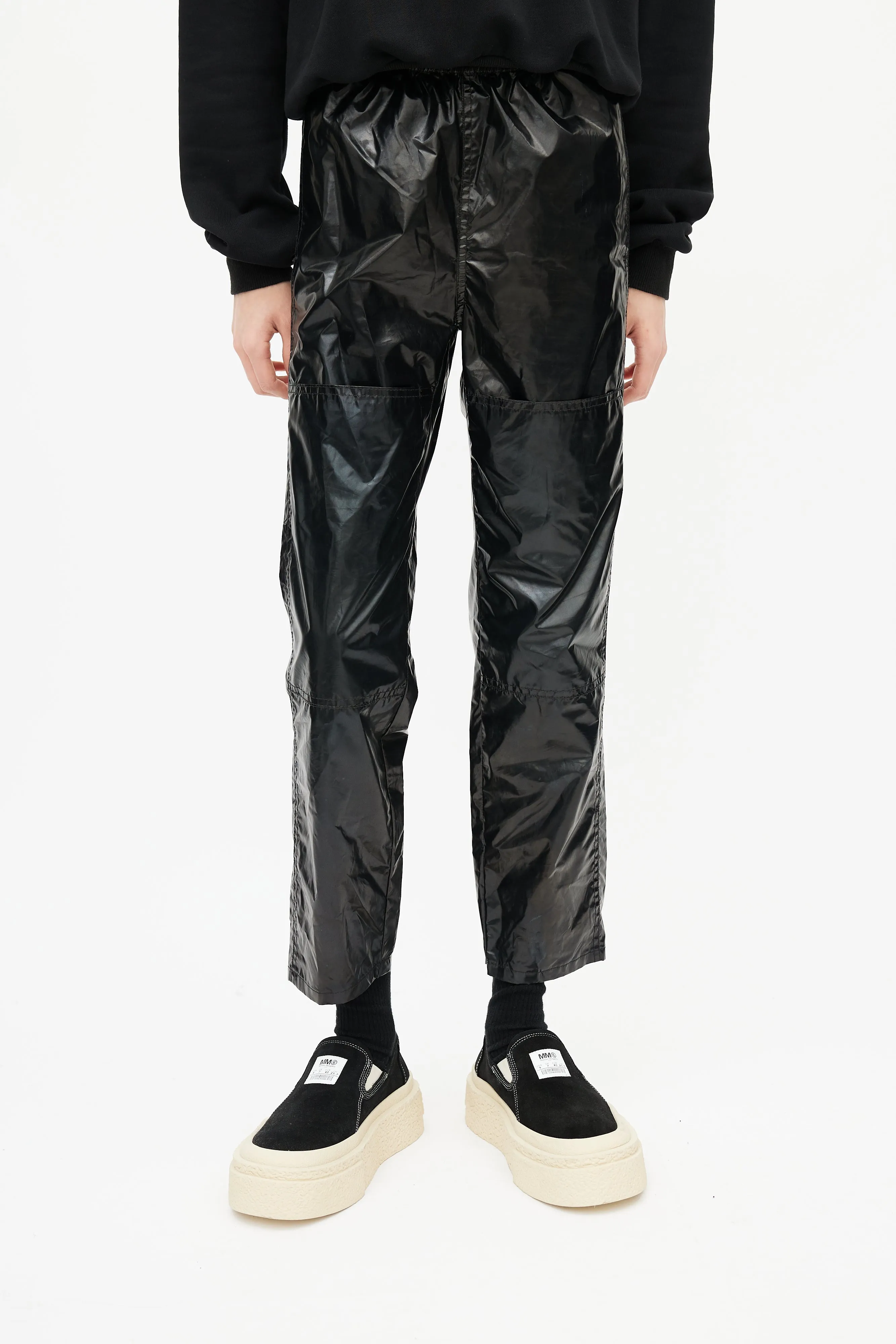 Black Coated Cropped Trouser