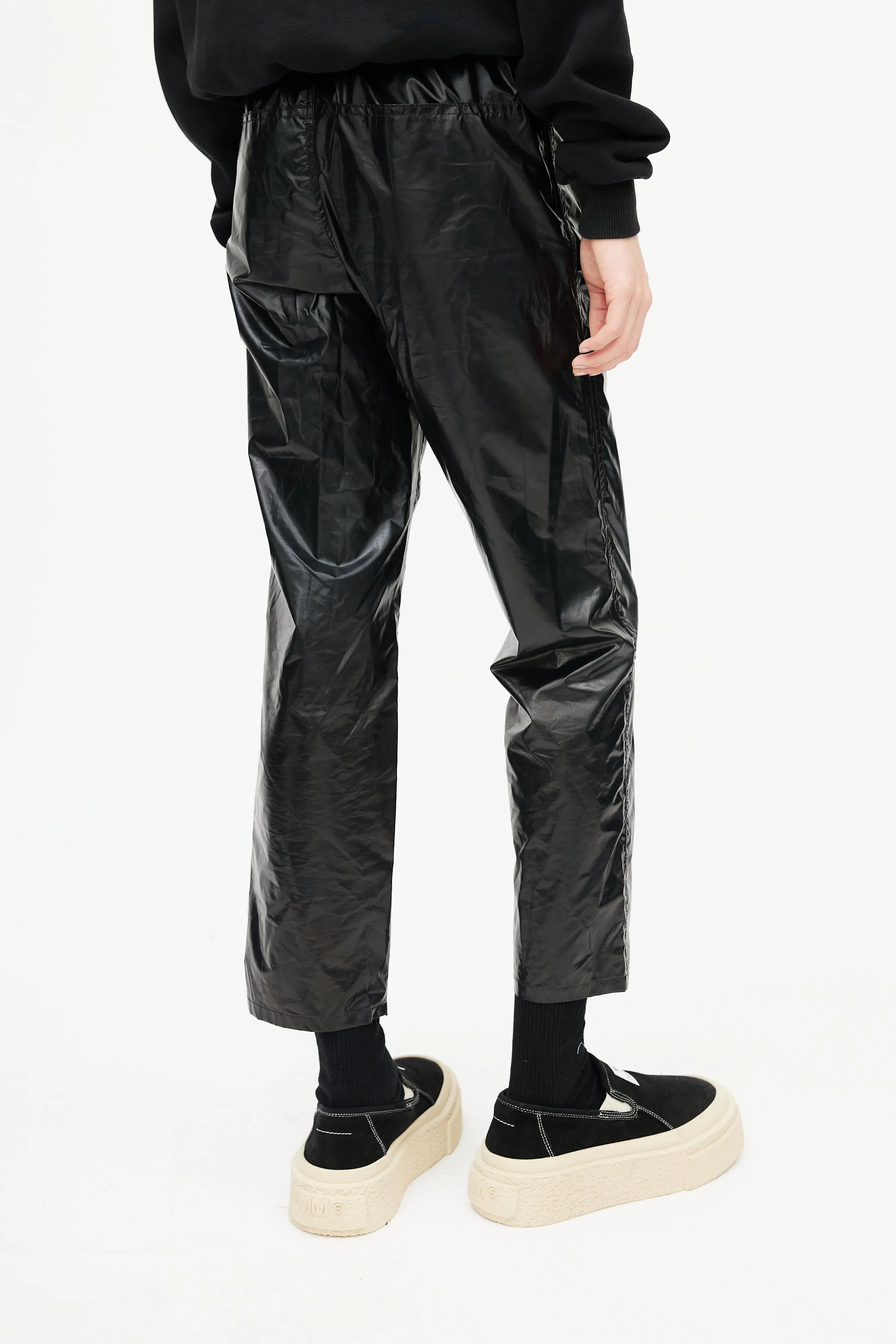 Black Coated Cropped Trouser