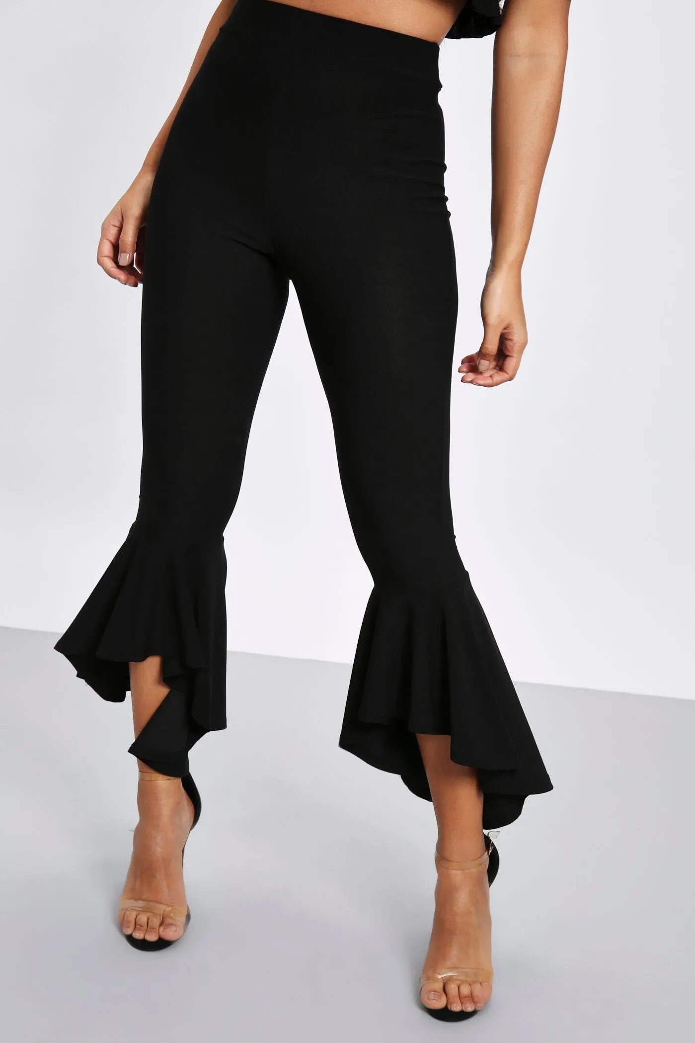 Black Frill Hem Trousers