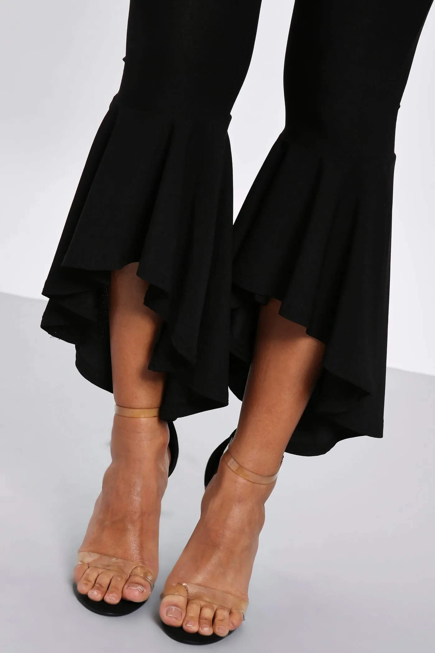 Black Frill Hem Trousers
