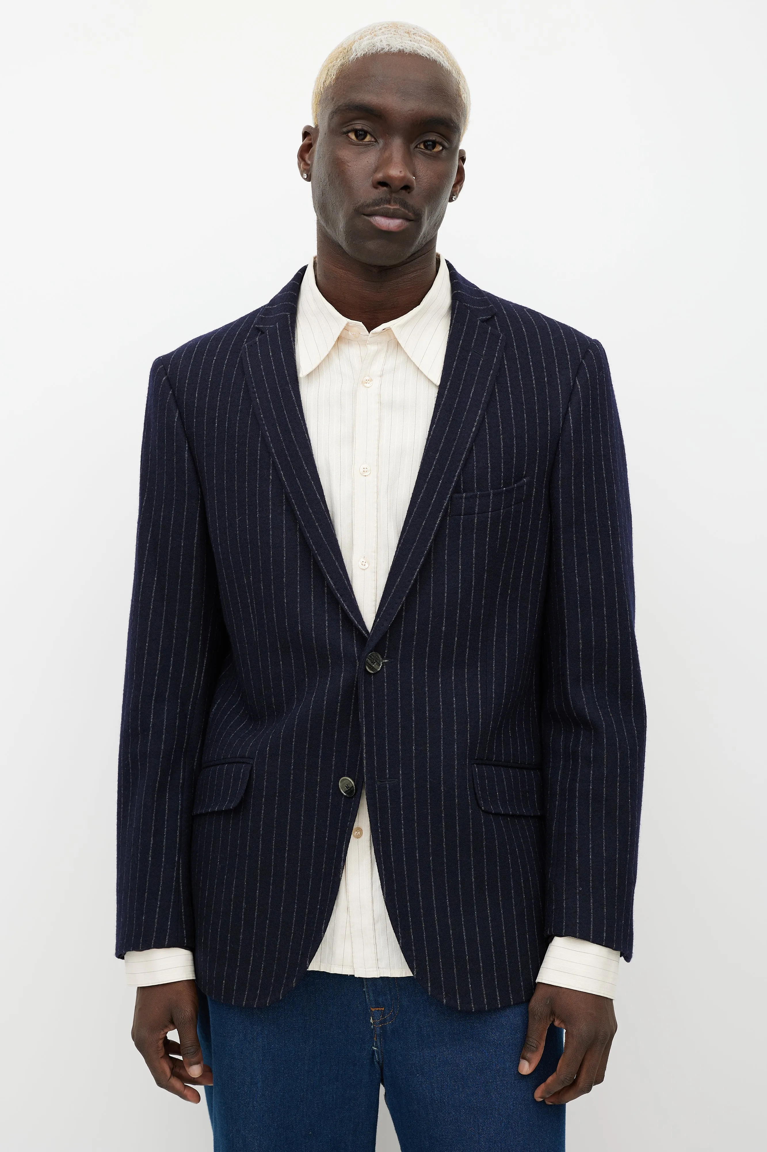 Blue & White Pinstripe Blazer