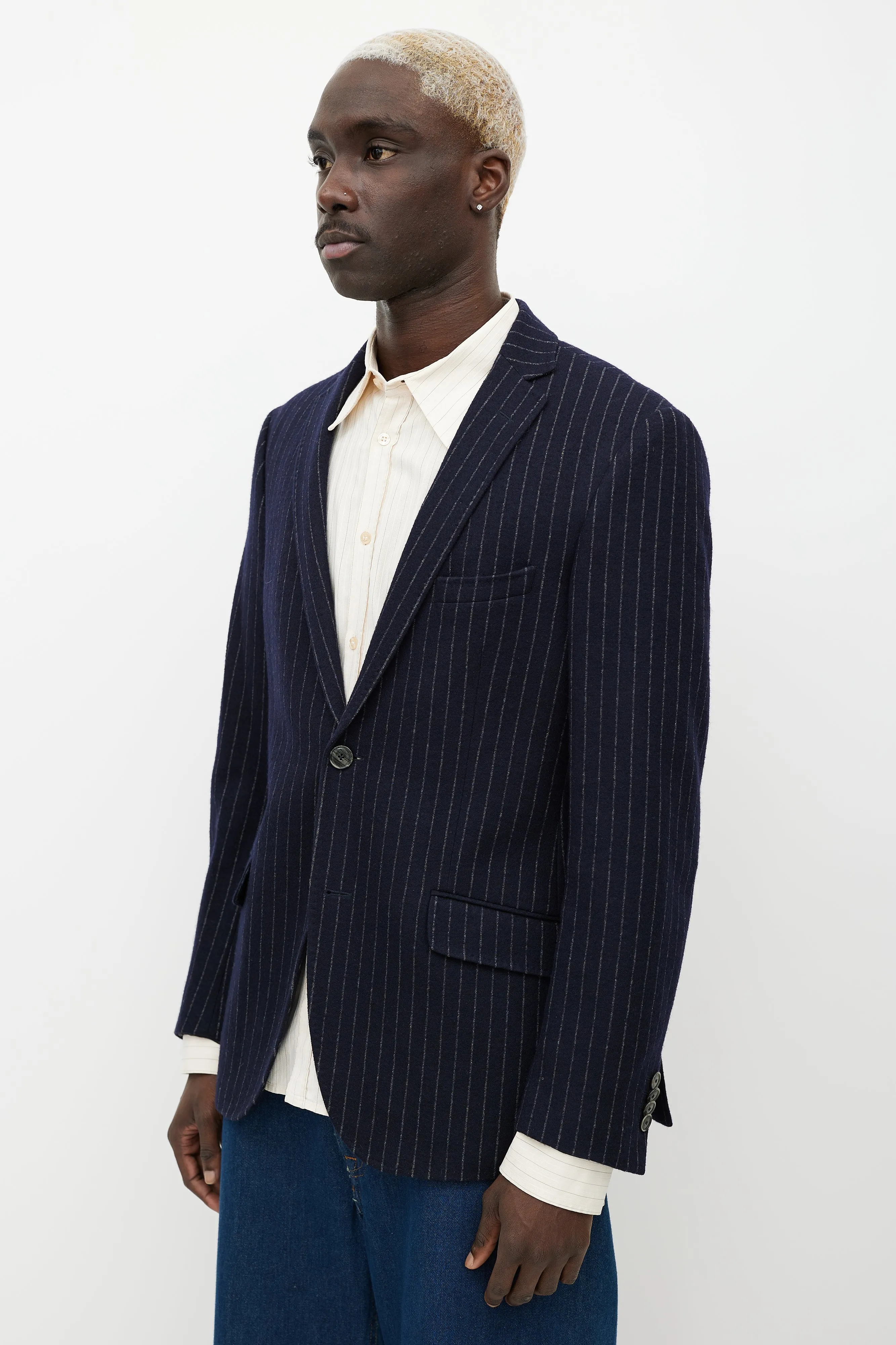 Blue & White Pinstripe Blazer