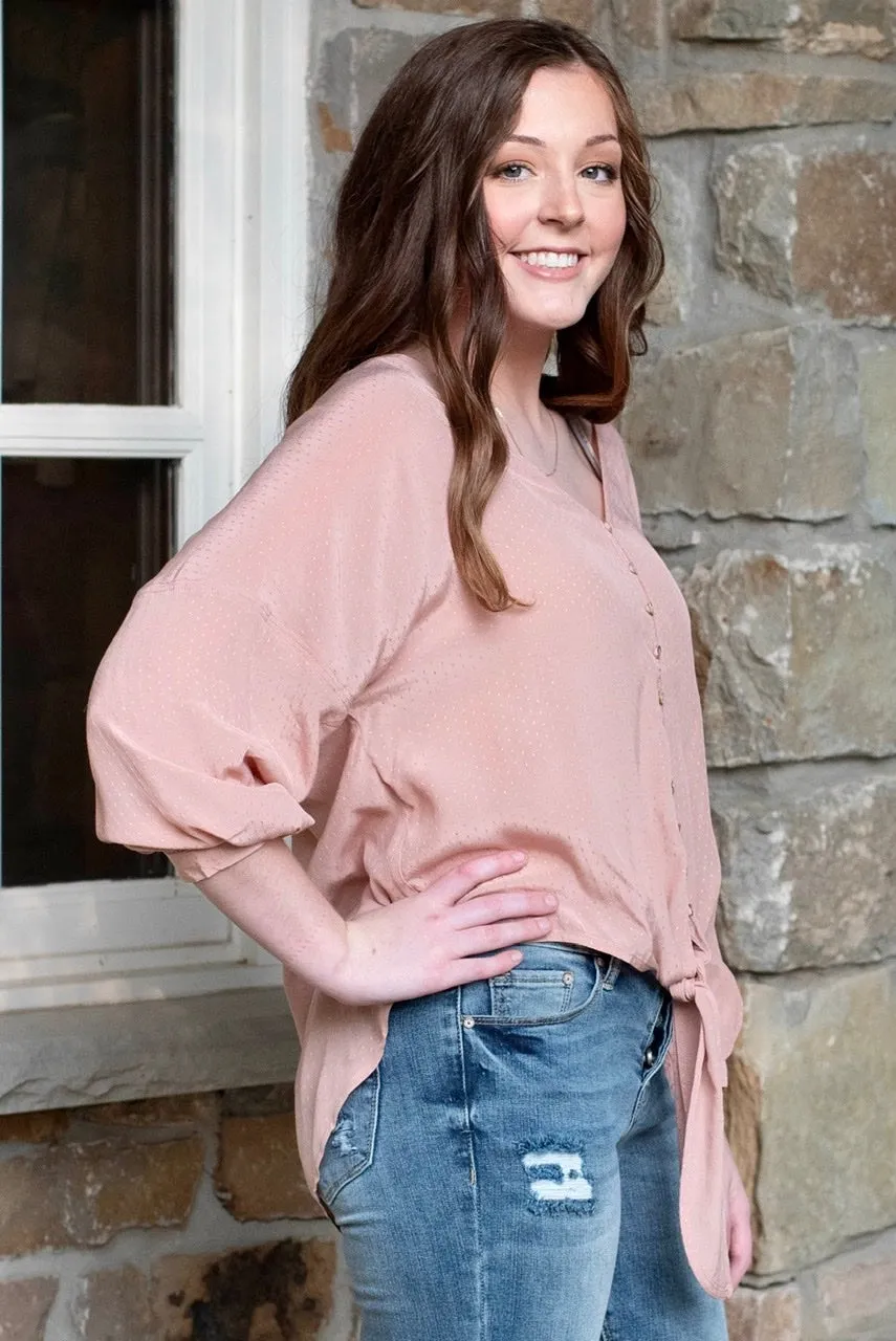 Blushing Babe Button Down Top