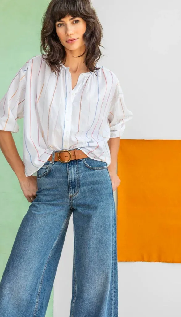 Bracelet Sleeve Shirred Blouse
