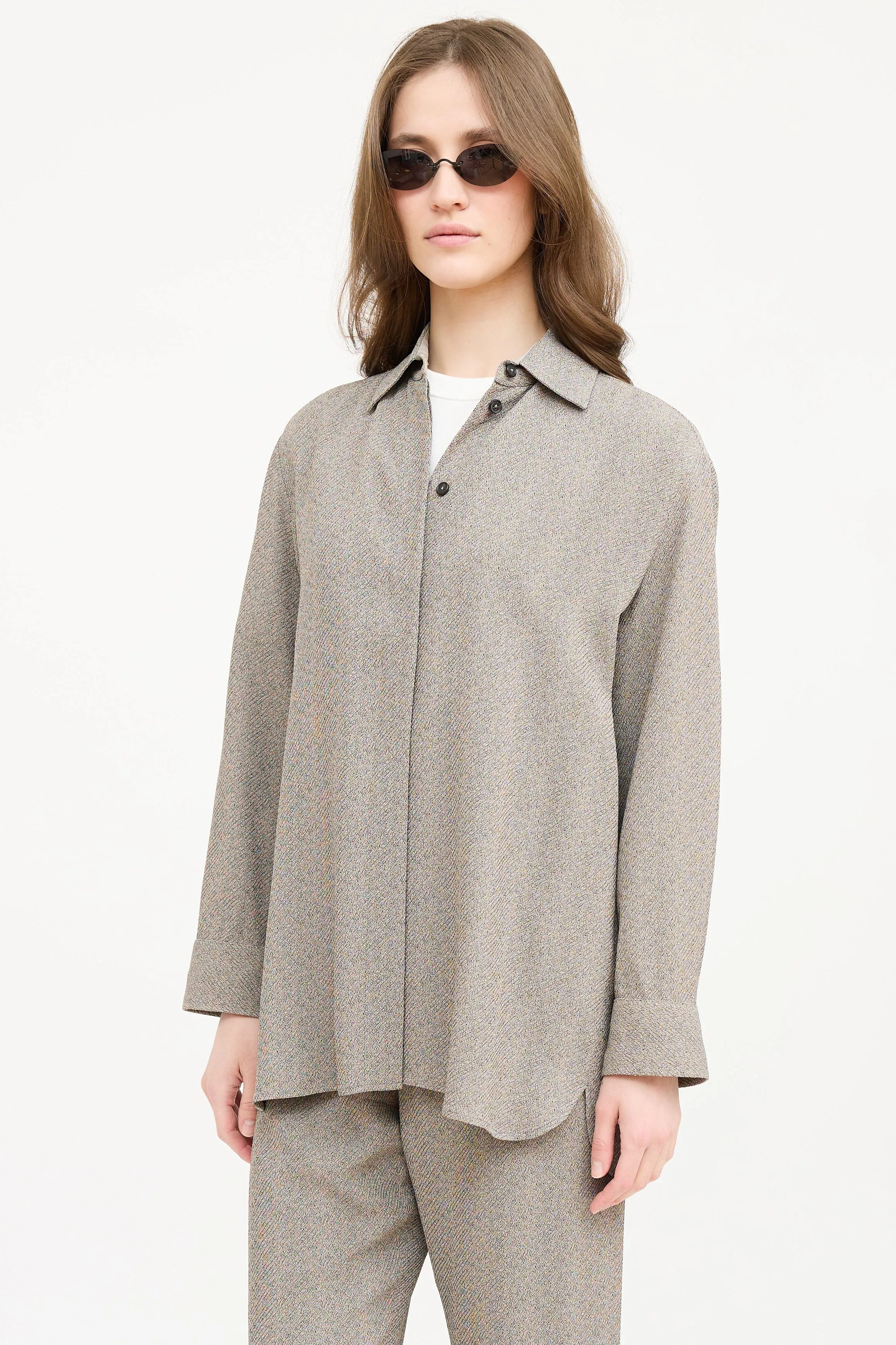 Brown Button Down Top