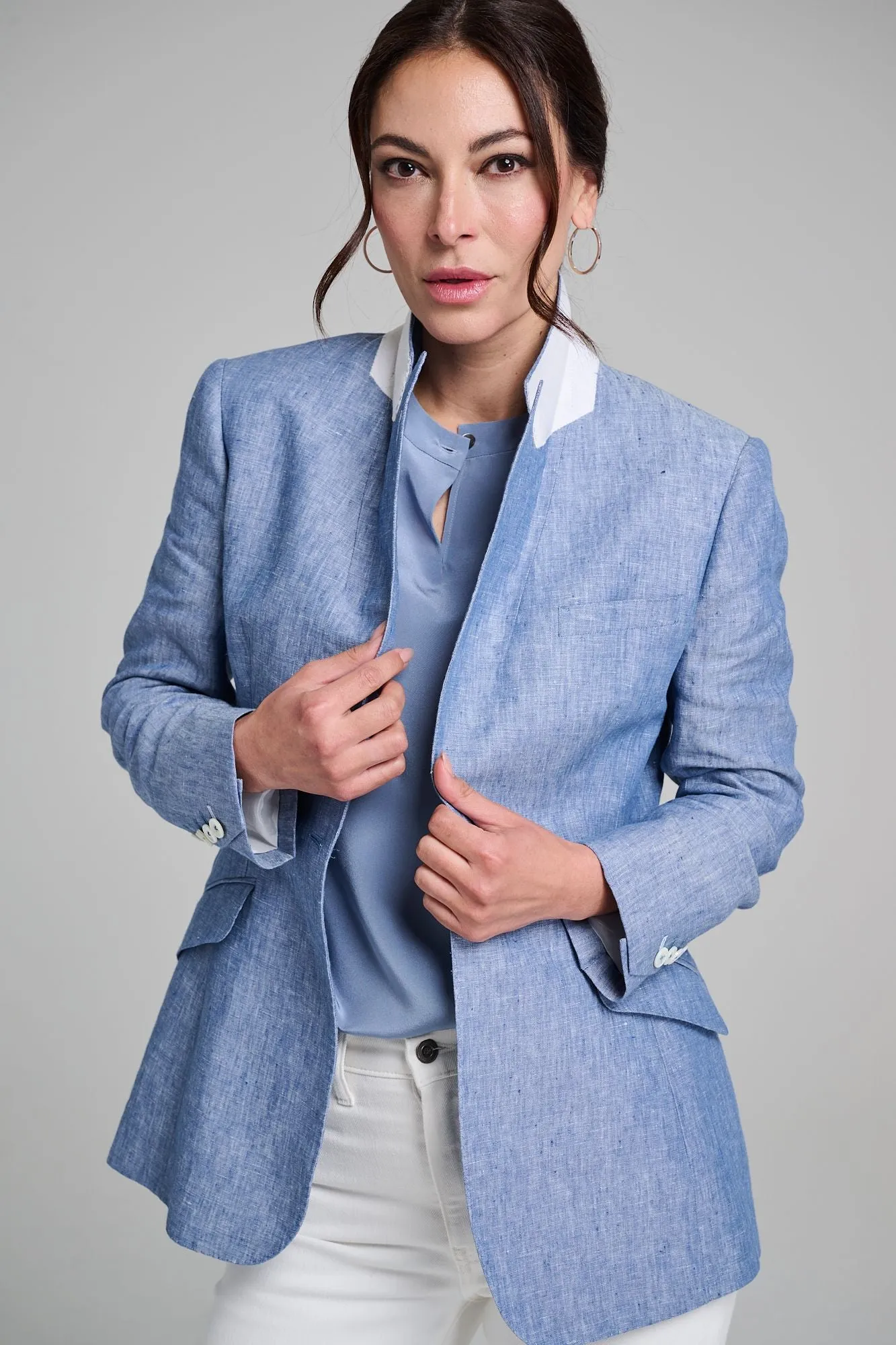 Cap Sleeve Blouse - Crepe de Chine - Blue Sky