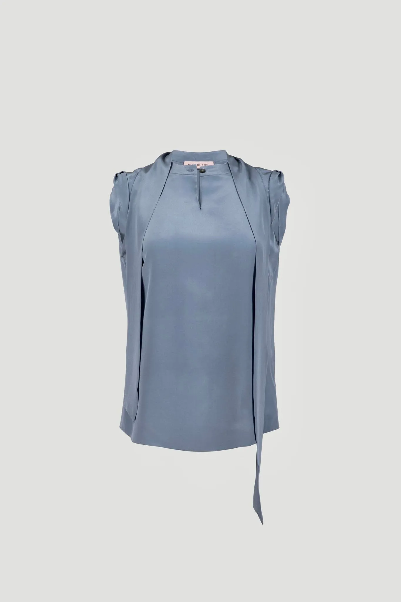 Cap Sleeve Blouse - Crepe de Chine - Blue Sky
