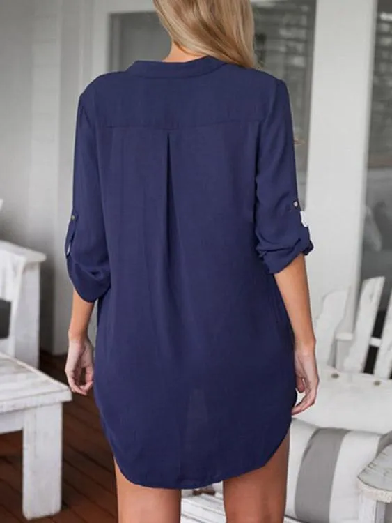 Custom V-Neck Long Sleeve Irregular Hem Top