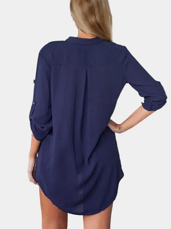Custom V-Neck Long Sleeve Irregular Hem Top