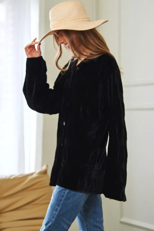 DAVI & DANI Long Sleeve Button Front Loose Fit Shirt Top
