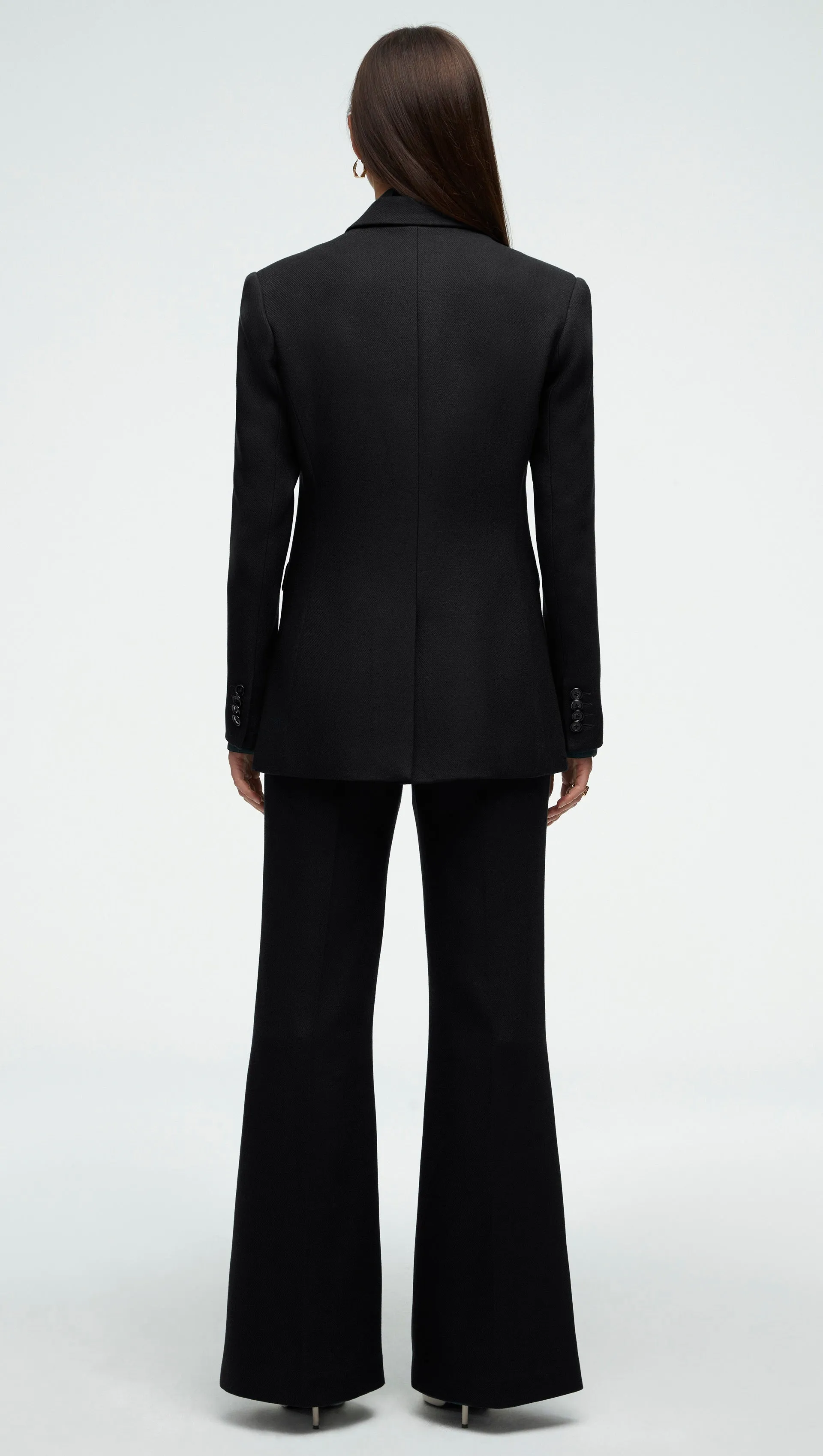 Double-Breasted Blazer in Viscose Wool Twill | Black