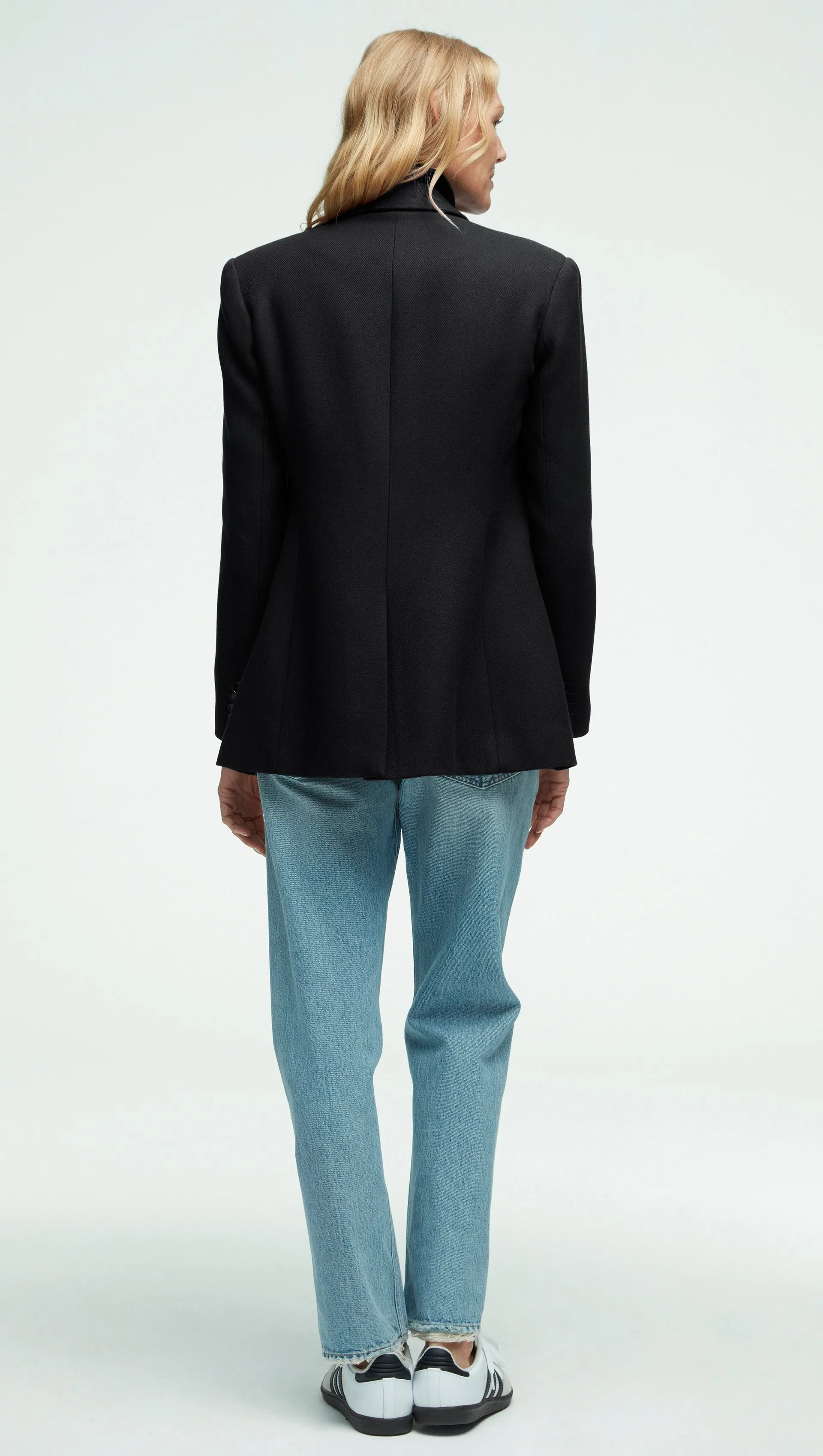 Double-Breasted Blazer in Viscose Wool Twill | Black