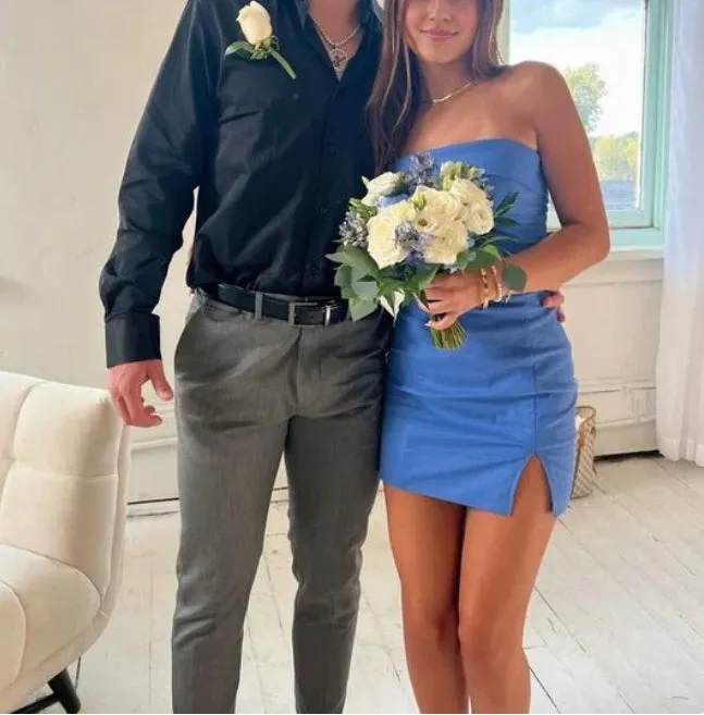 Elegant Gowns Evening Dresses Blue Sheath Homecoming Dress Short Prom Dress