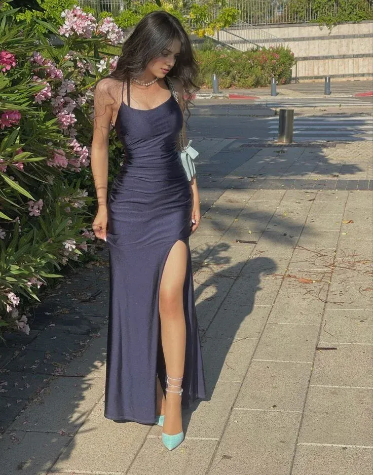 Elegant Gowns Evening Dresses Long Prom Dresses Sheath Simple Party Dress With Slit