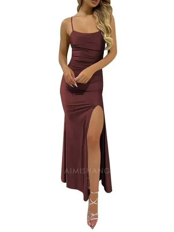 Elegant Gowns Evening Dresses Long Prom Dresses Sheath Simple Party Dress With Slit