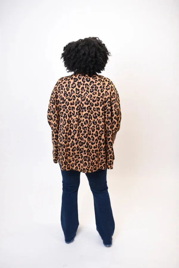 Entro Cheetah Print Button Down Blouse
