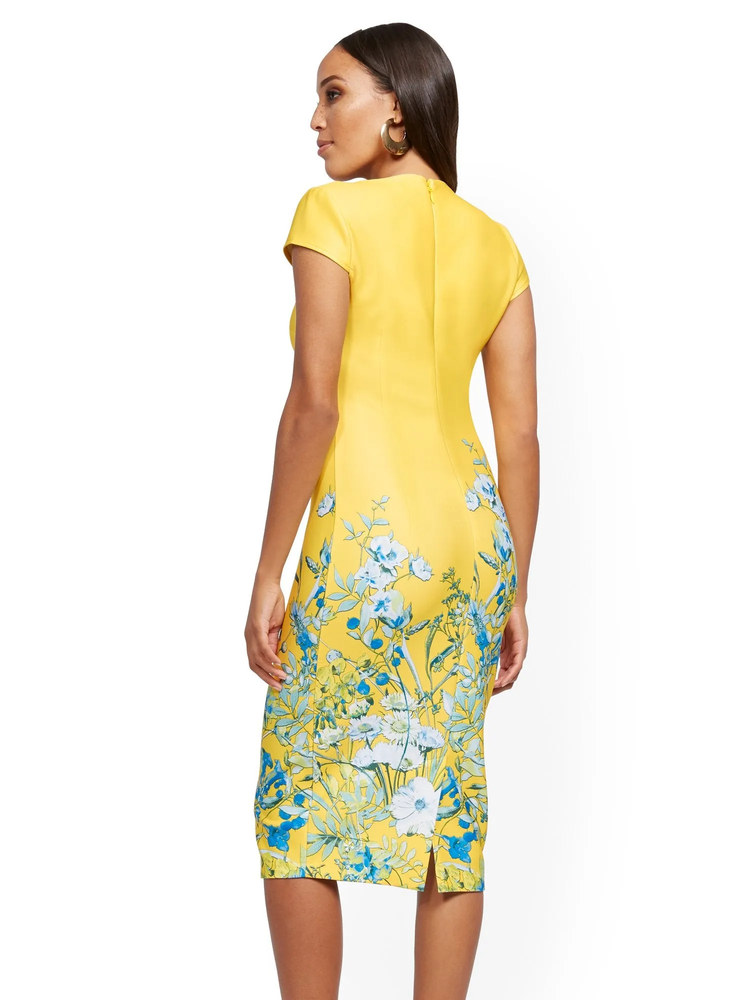 Floral Cap-Sleeve Sheath Dress
