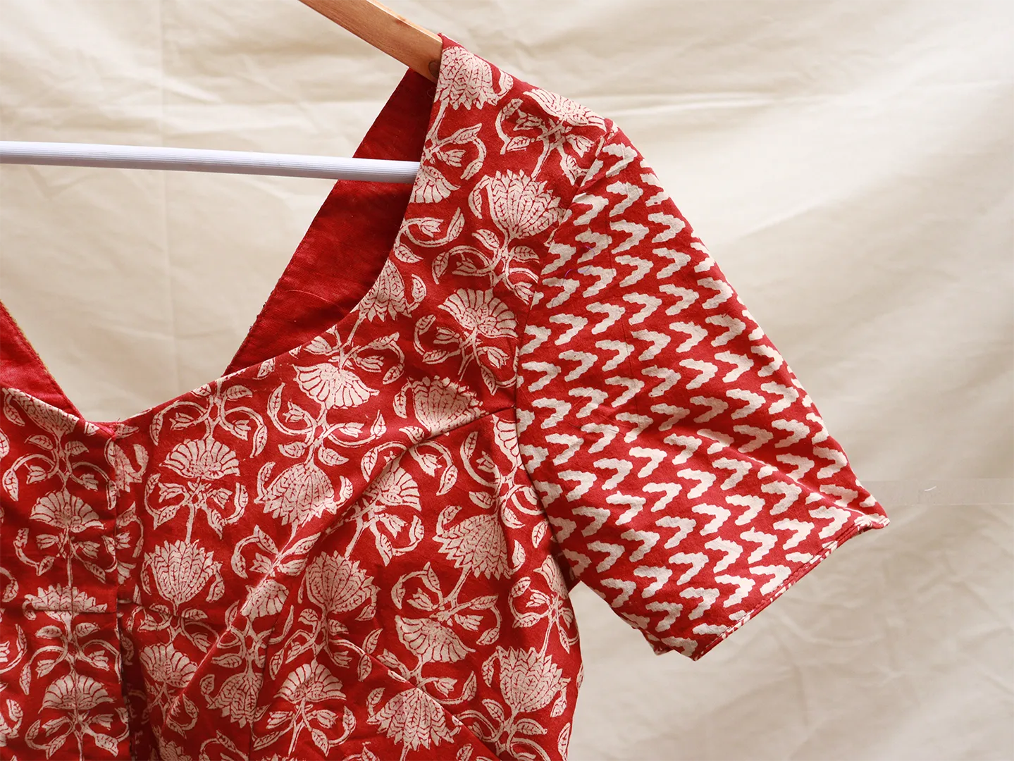Garnet Red Ajrakh cotton blouse