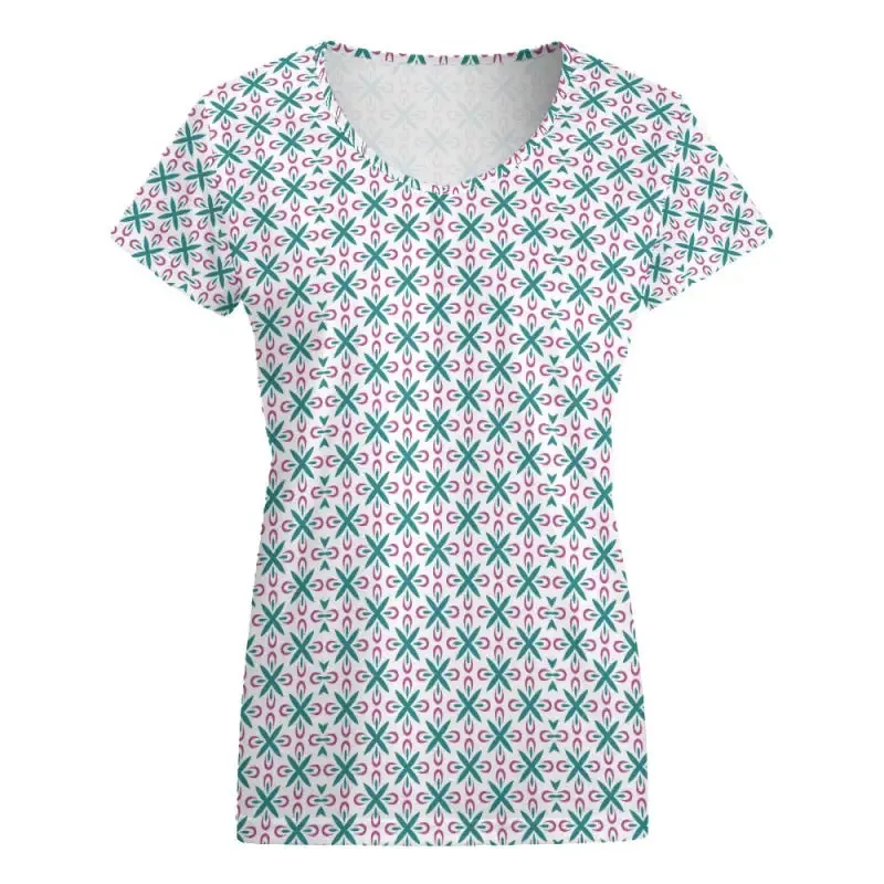 Get Your Groove On in This Funky Women's Geometric Print V-Neck Tee