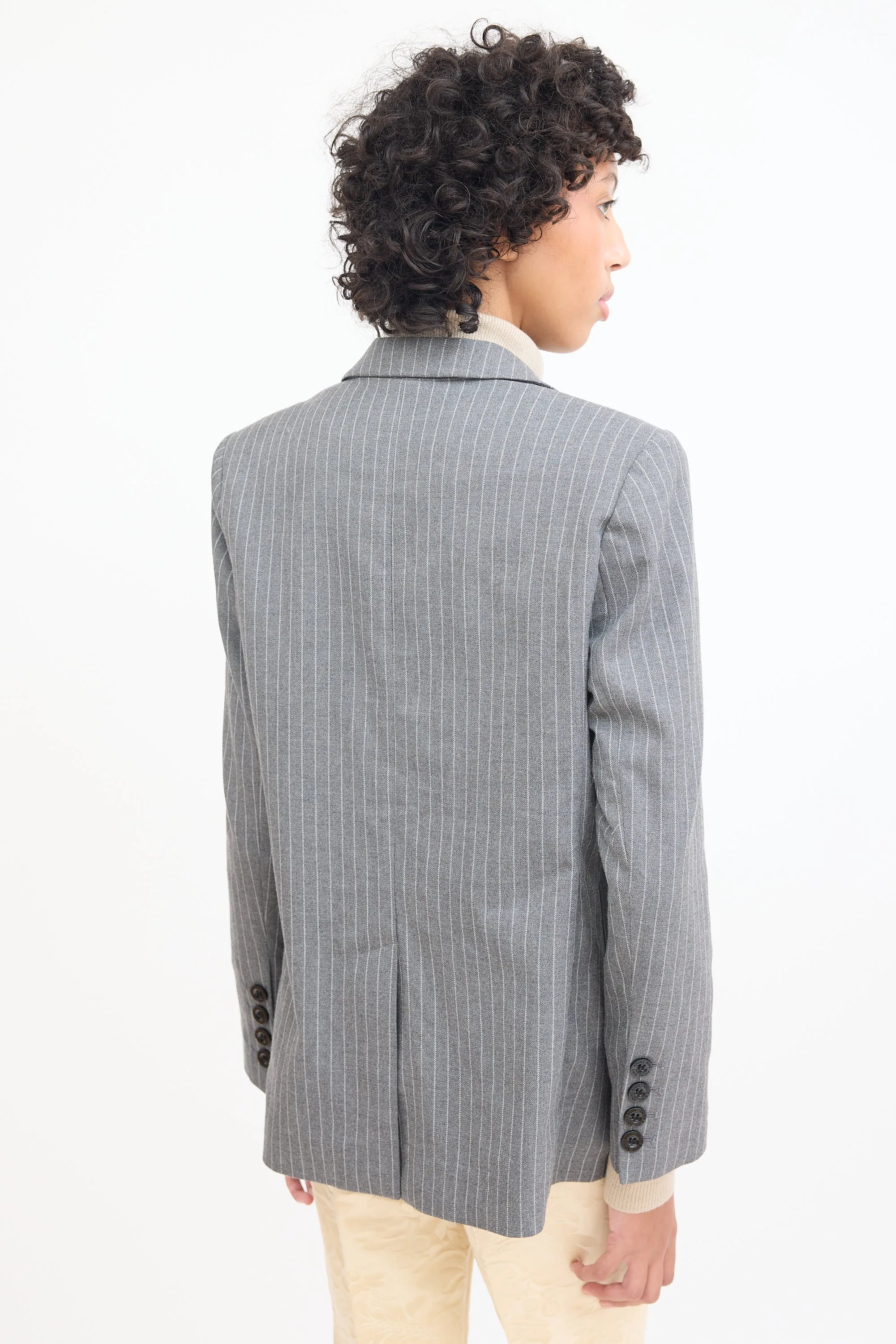 Grey & White Pinstripe Blazer